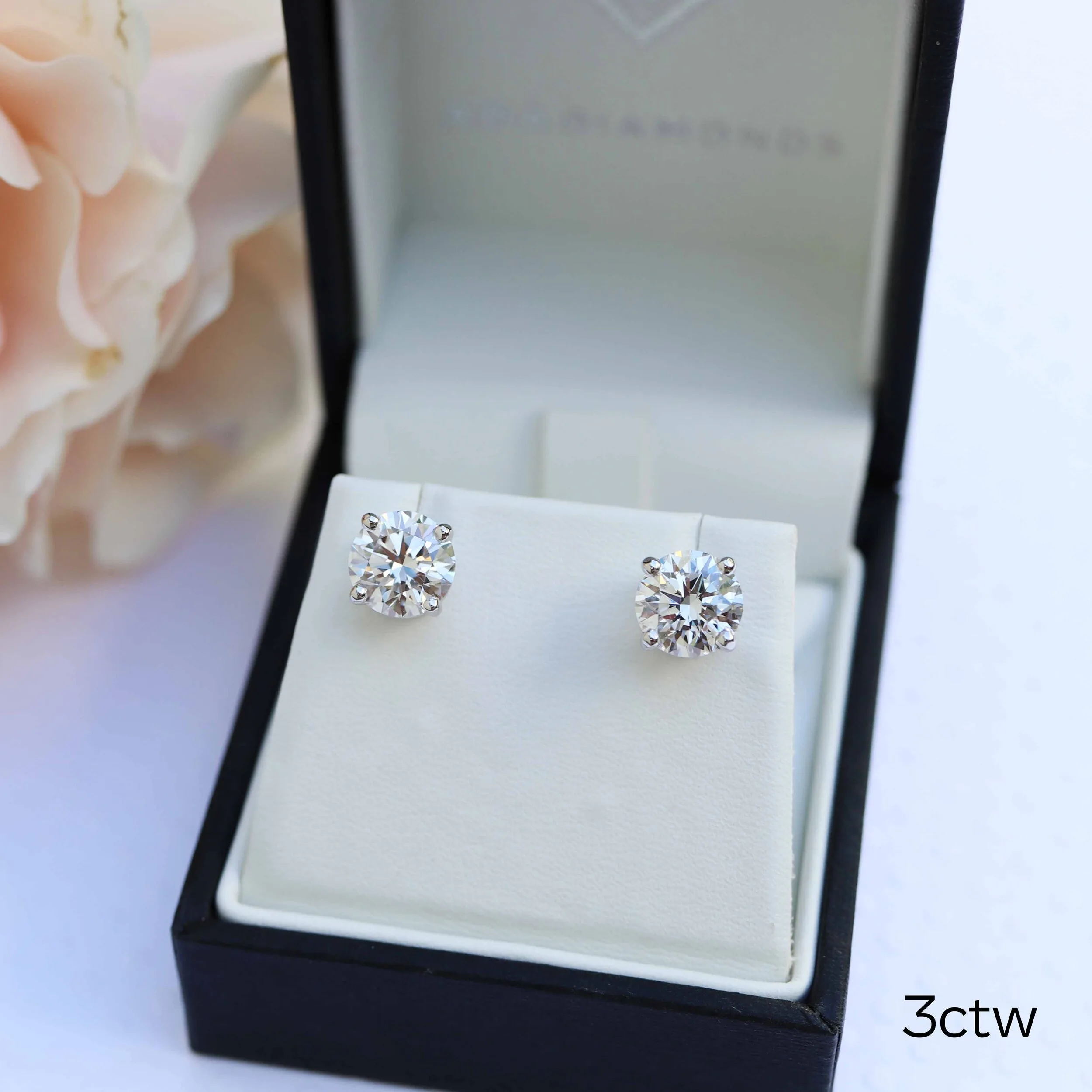 3 carat stud earrings with man made diamonds white gold