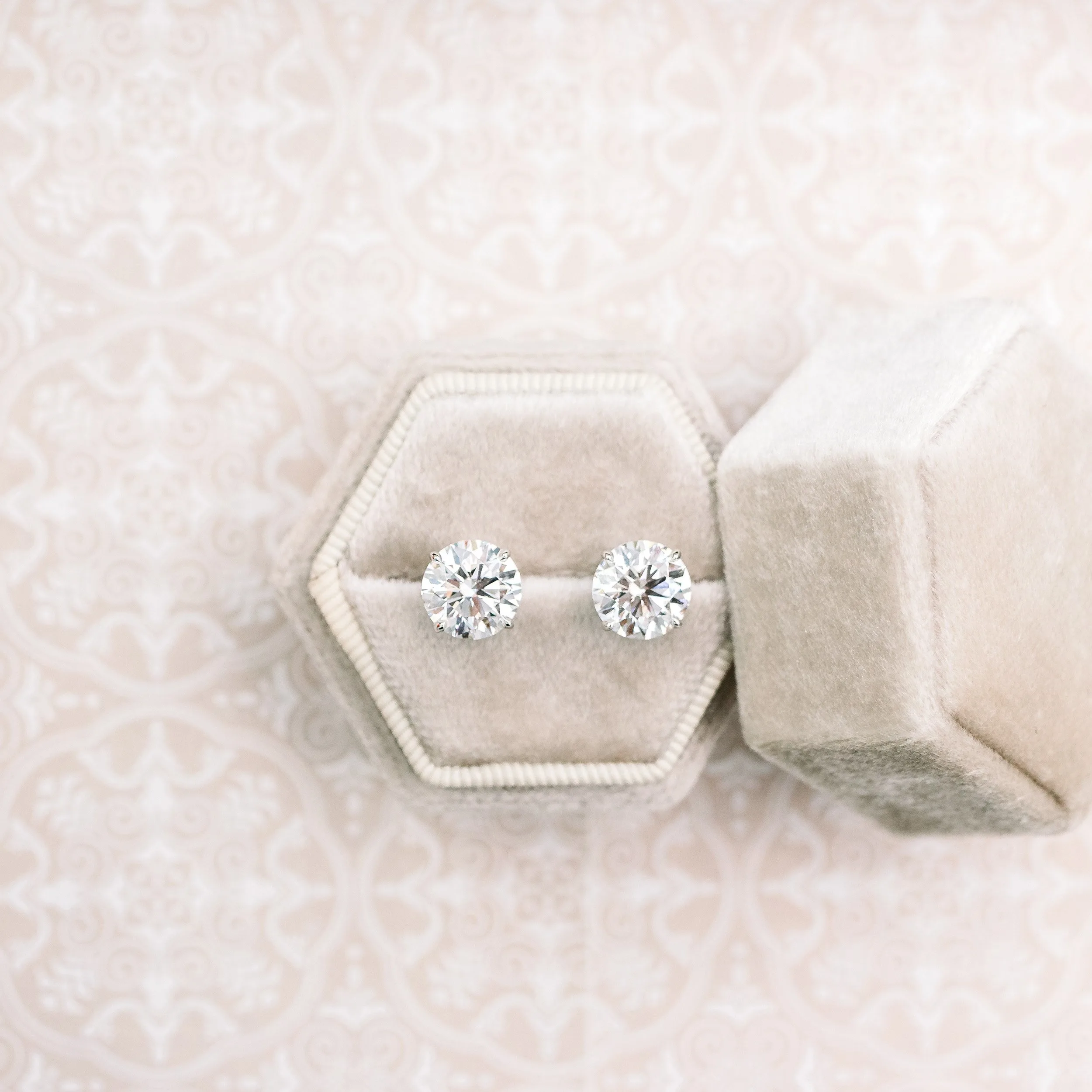 white gold 5 carat round lab diamond stud earrings ada diamonds design ad001