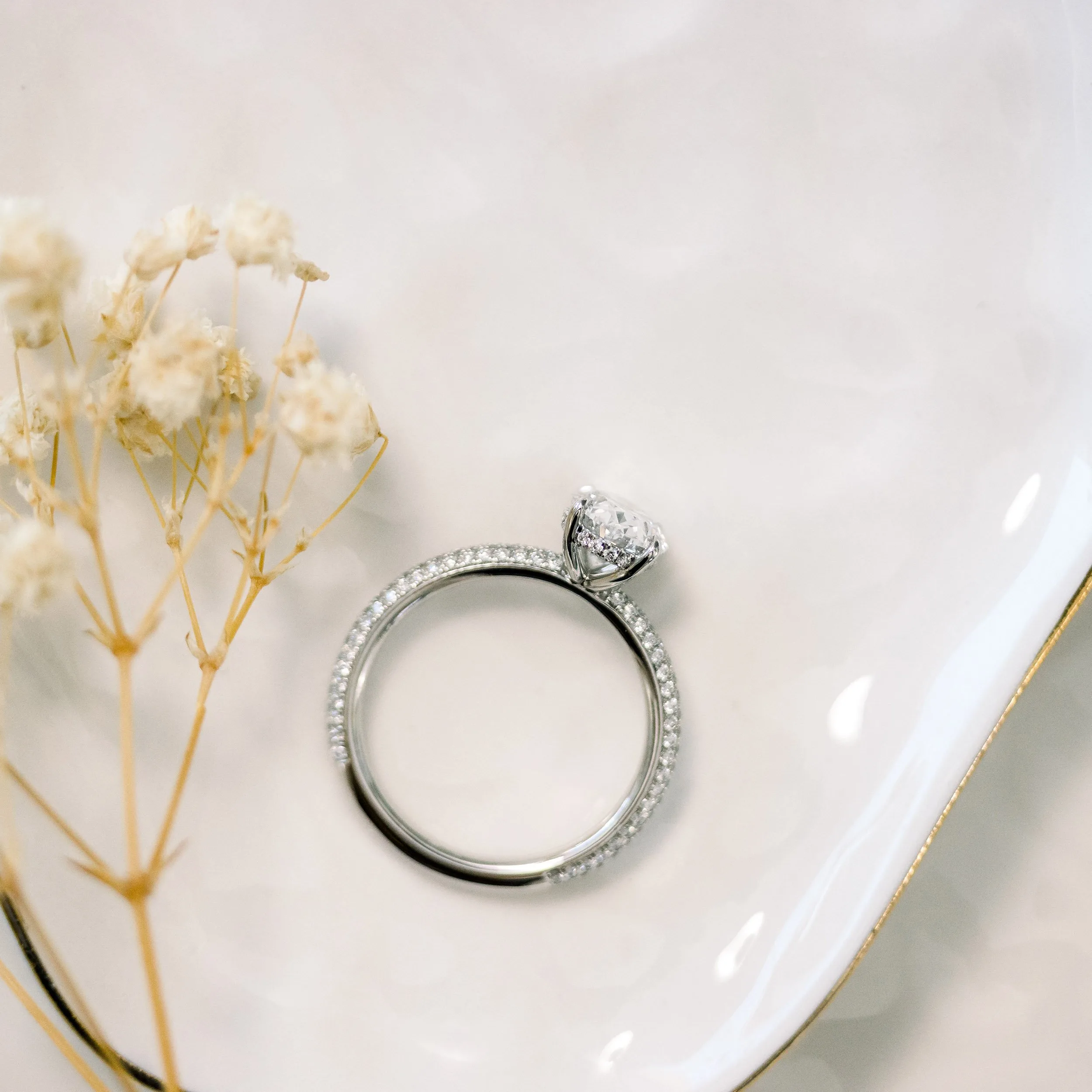 platinum 2 carat oval lab diamond in micropavé engagement ring setting ada diamonds design ad 172 profile