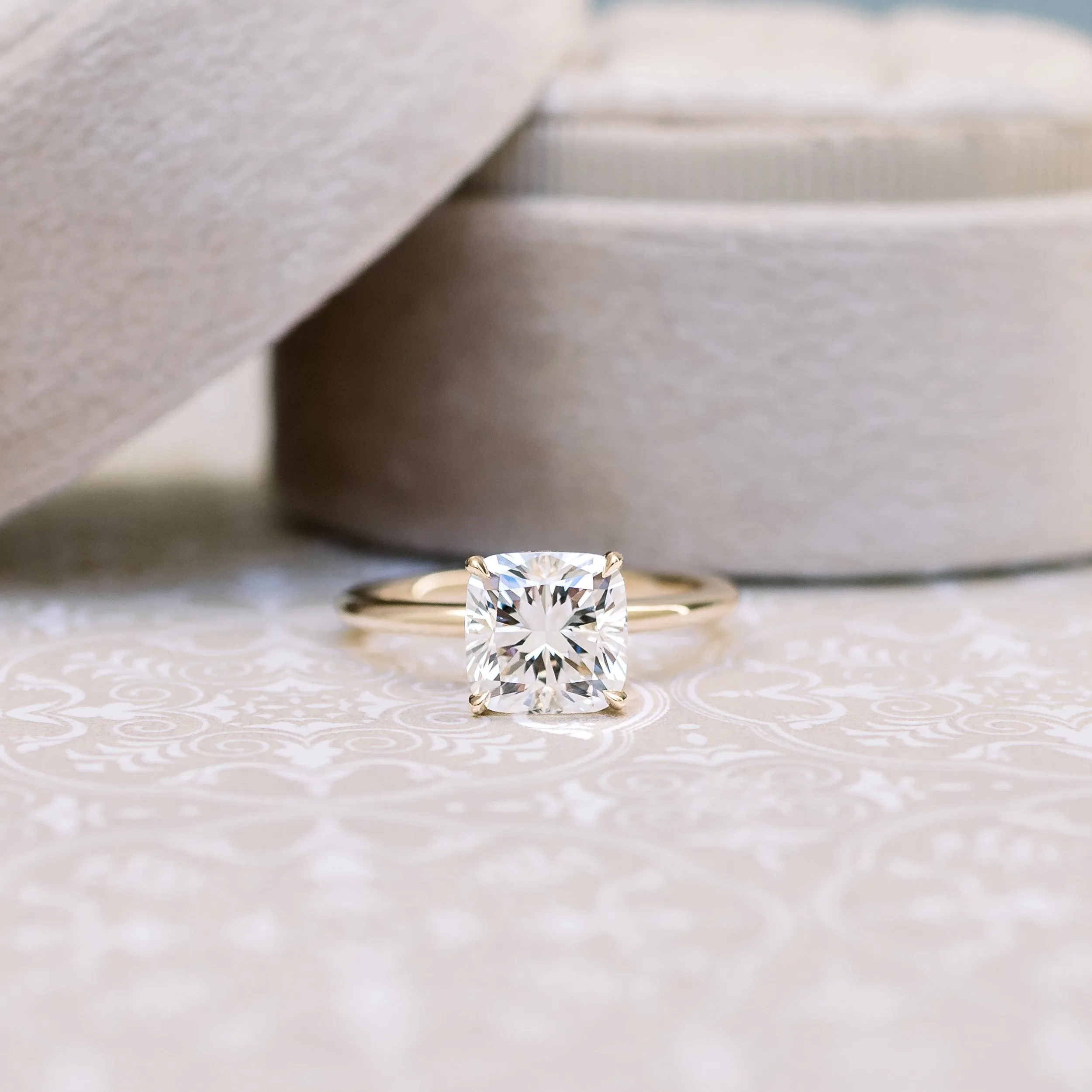 yellow gold 3 carat cushion lab diamond solitaire engagement ring ada diamonds design ad 221 macro