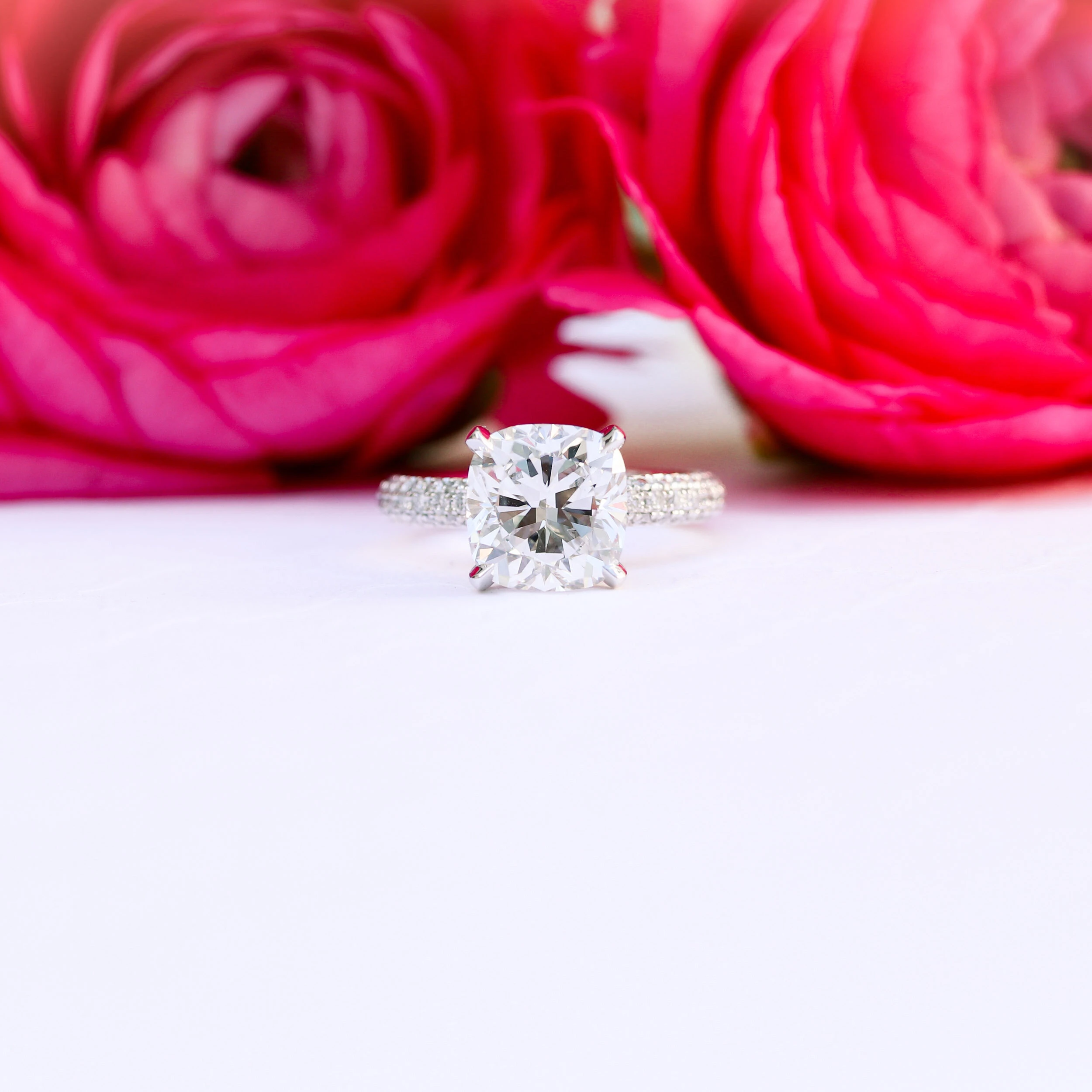 Lab Grown Diamond Three Sided Pave Setting Engagement Ring Design AD-172