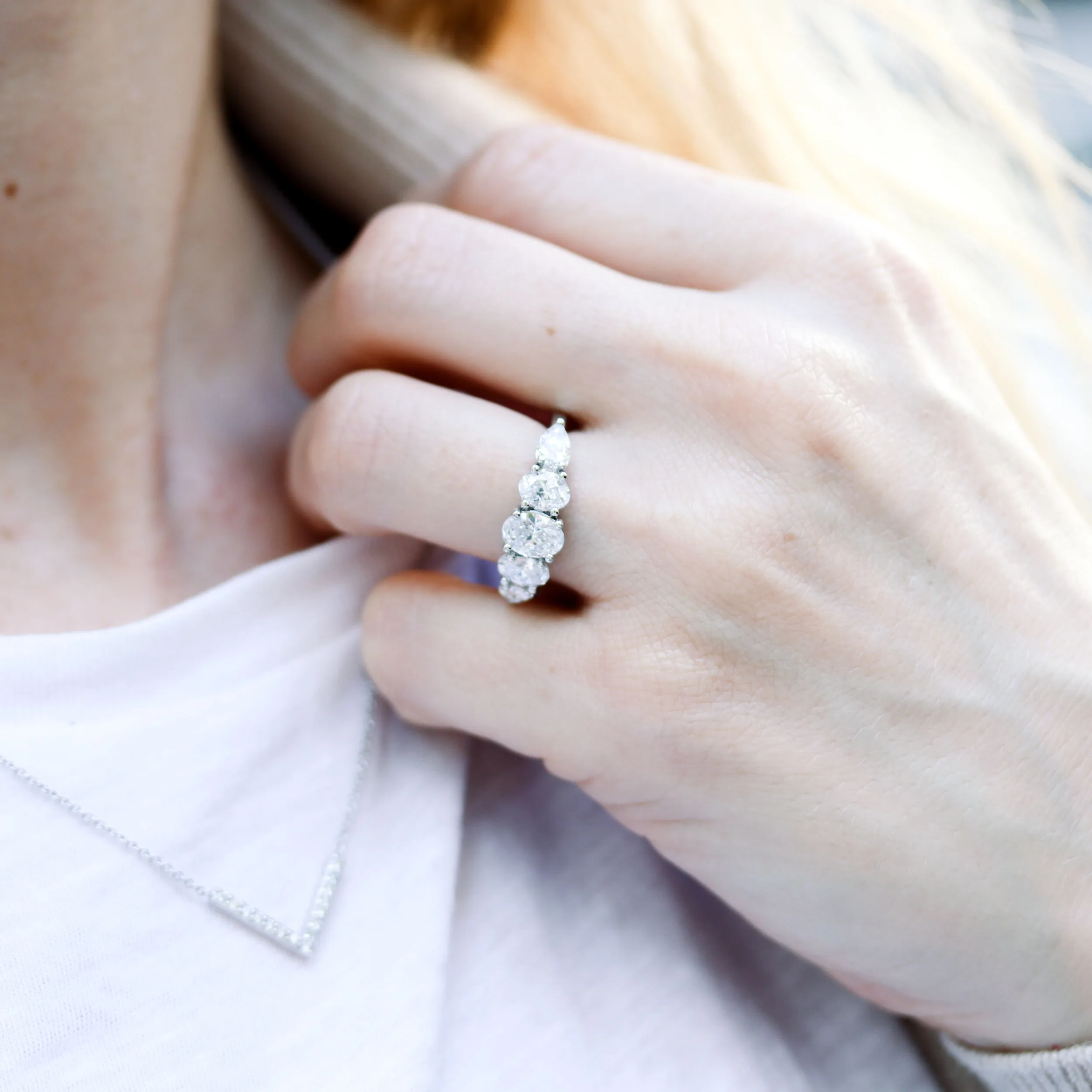 Custom Oval and Pear Lab Diamond Engagement Ring Ada Diamonds Design AD-180