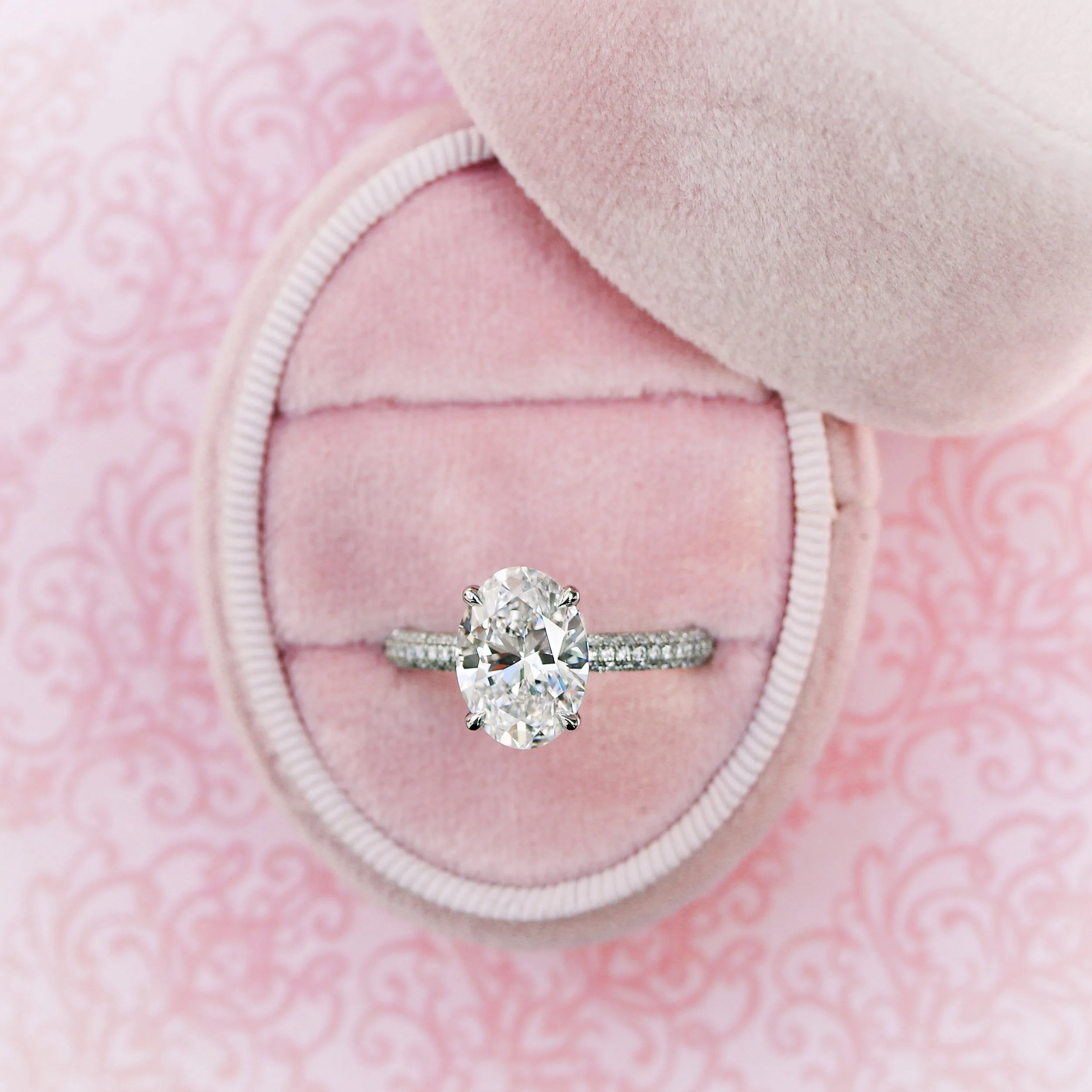 Three Sided Pavé Diamond Engagement Ring