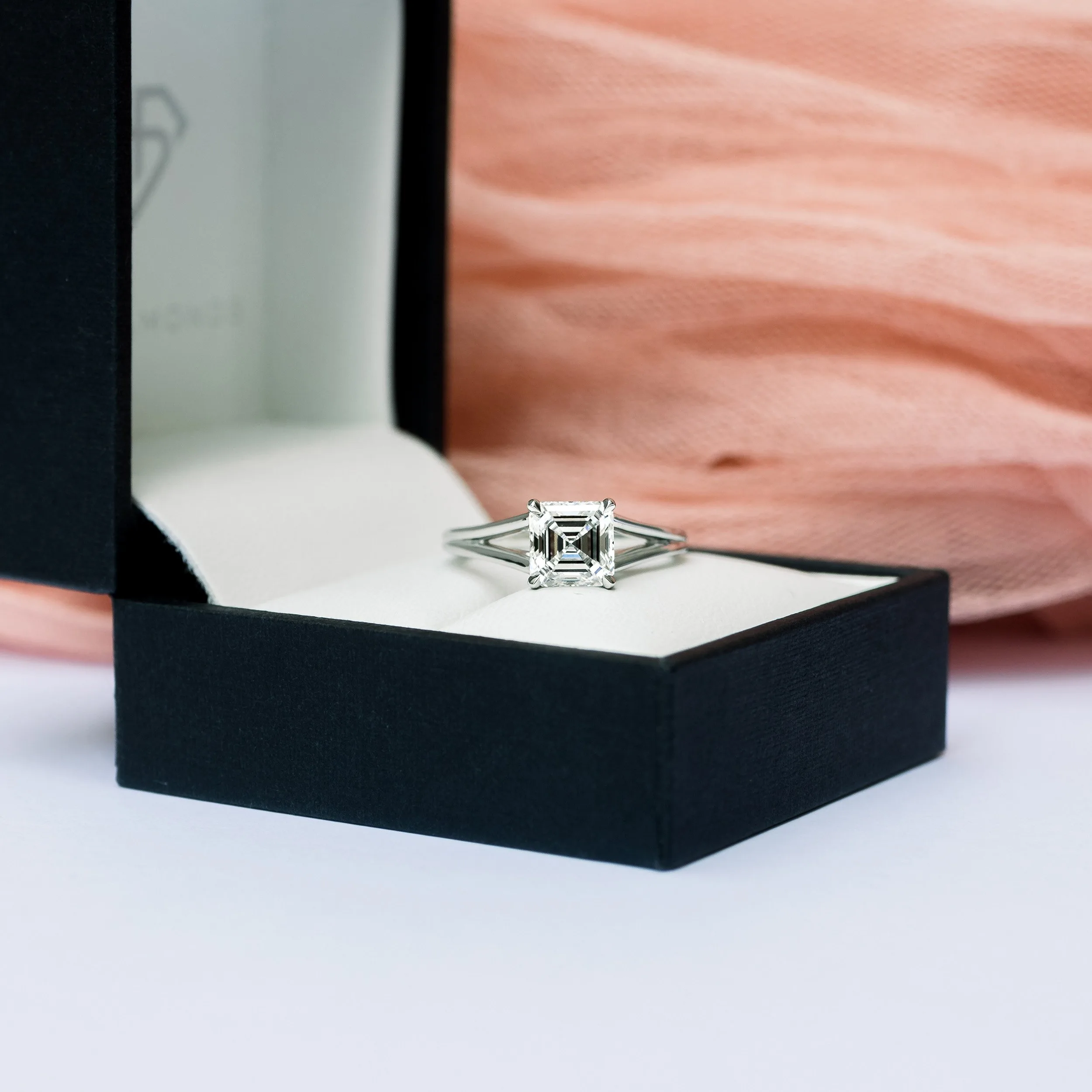 platinum 1.75ct asscher lab diamond split shank solitaire engagement ring by ada diamonds design ad 338 macro