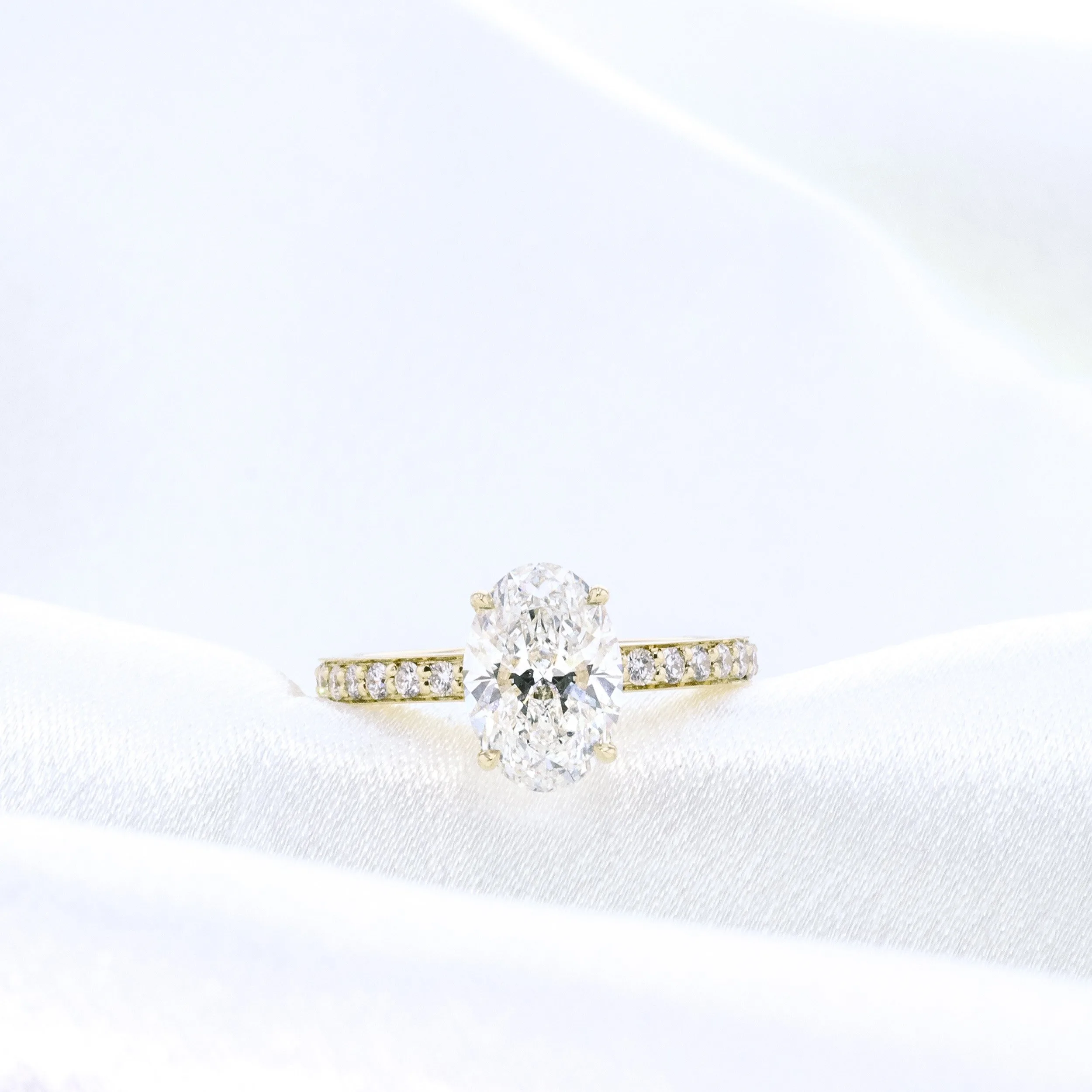 2.5 ct Oval Channel Set Lab Diamond Engagement Ring in 14kt Yellow Gold  Ada Diamonds Design AD-074