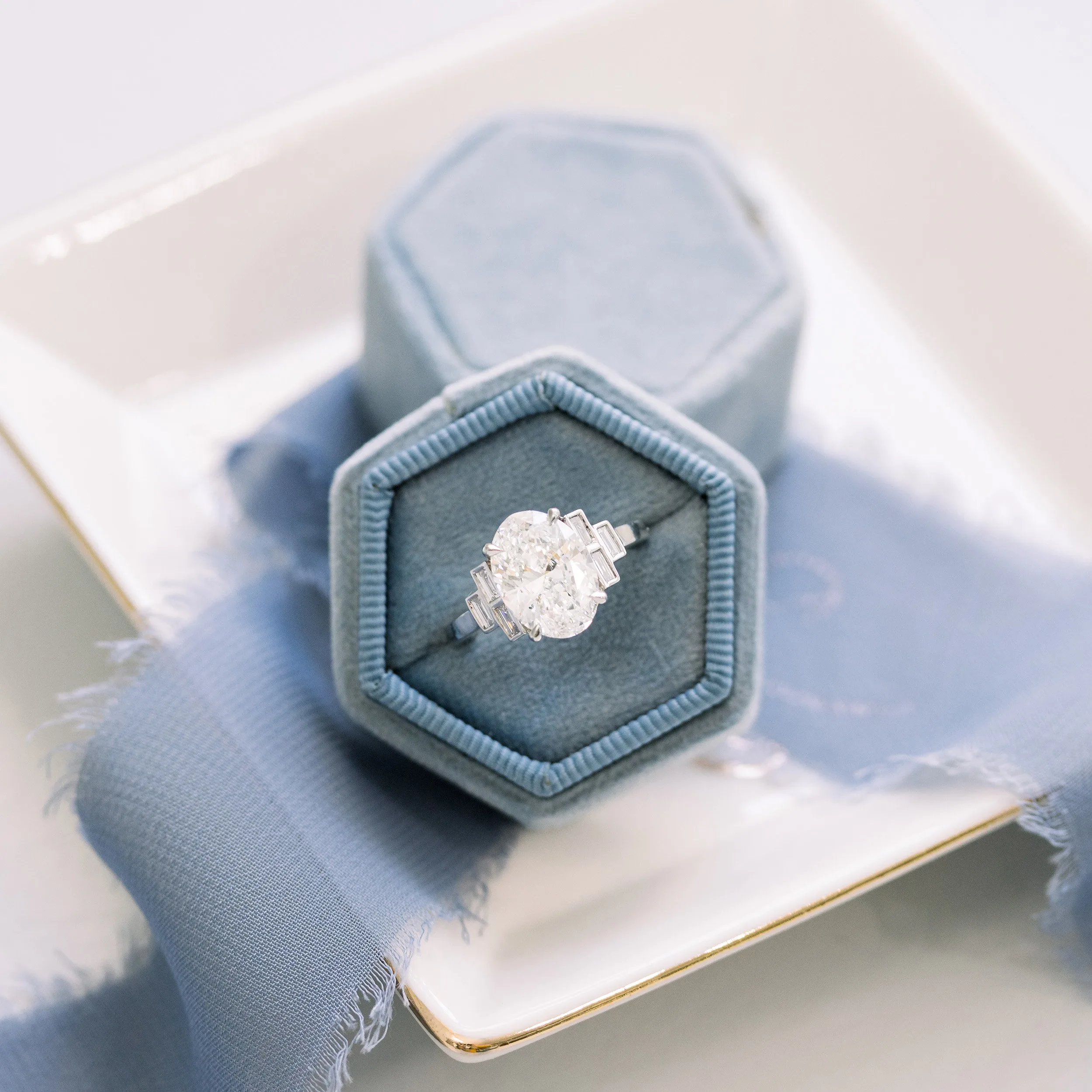 platinum 3.5 carat custom oval lab diamond engagement ring with baguette side stones ada diamonds design ad 180