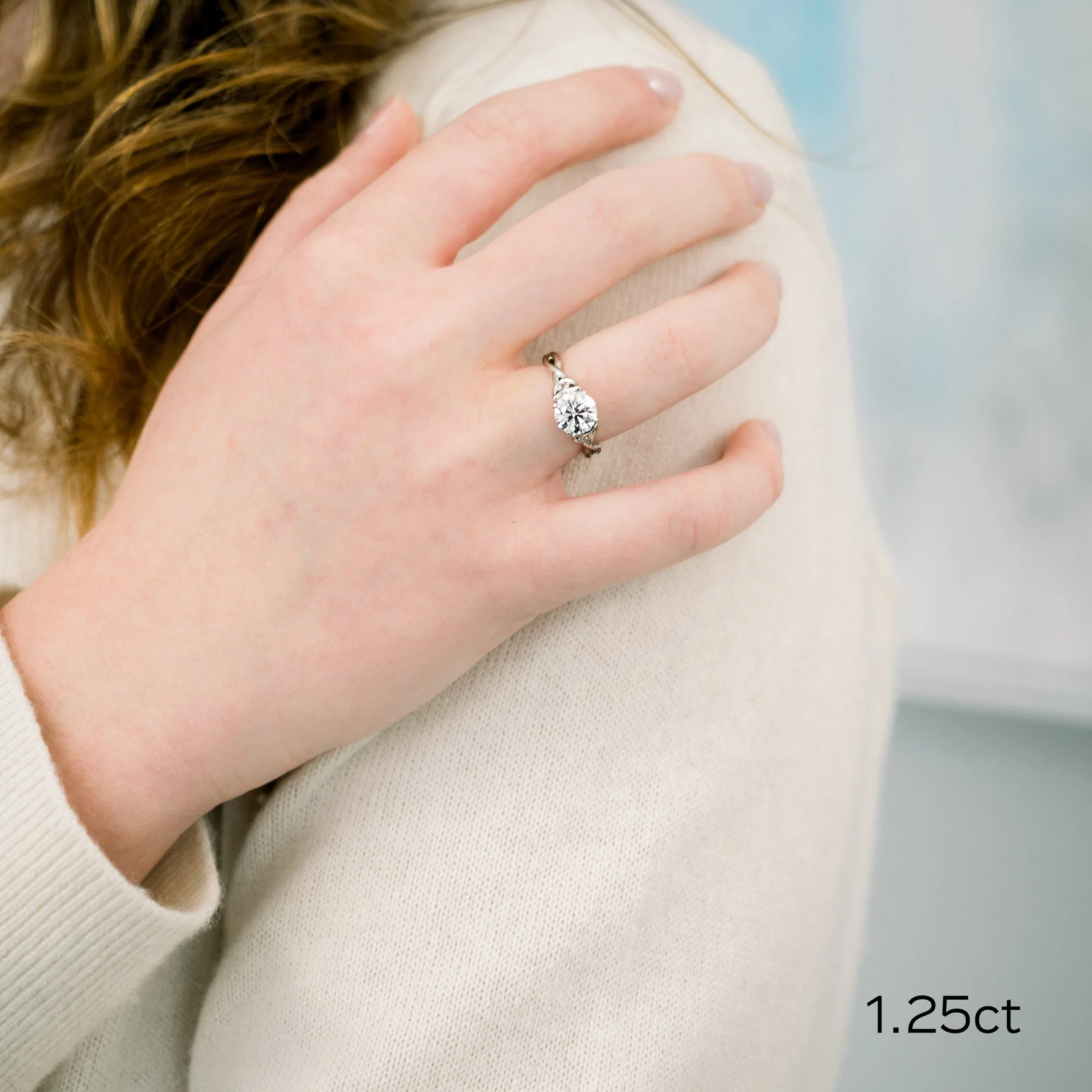 platinum 1.25ct round lab diamond solitaire engagement ring with custom celtic knot band ada diamonds design ad 177