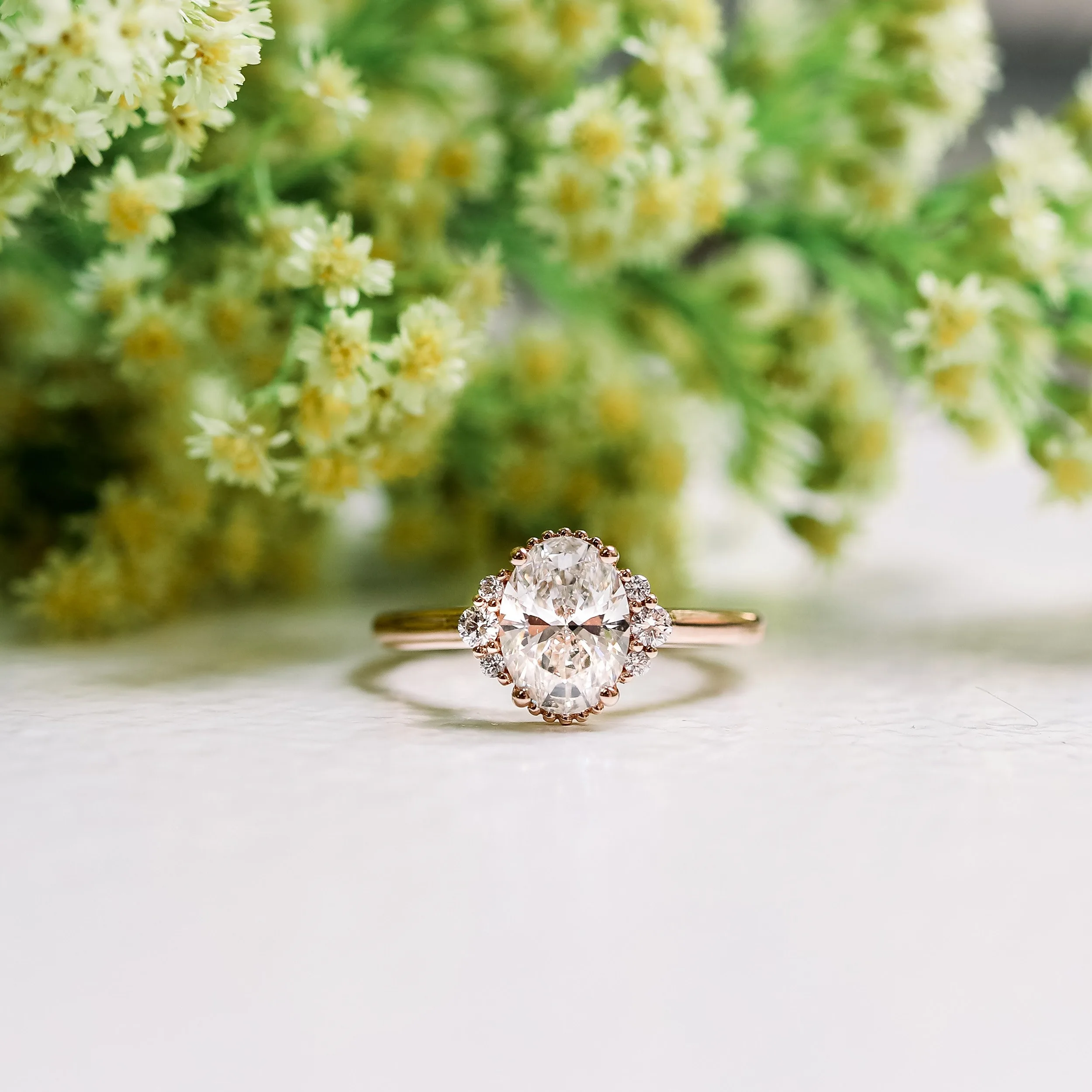 14k Rose Gold Custom 1.5ct Oval Halo Lab Created Diamond Ring Ada Diamonds Design AD-179