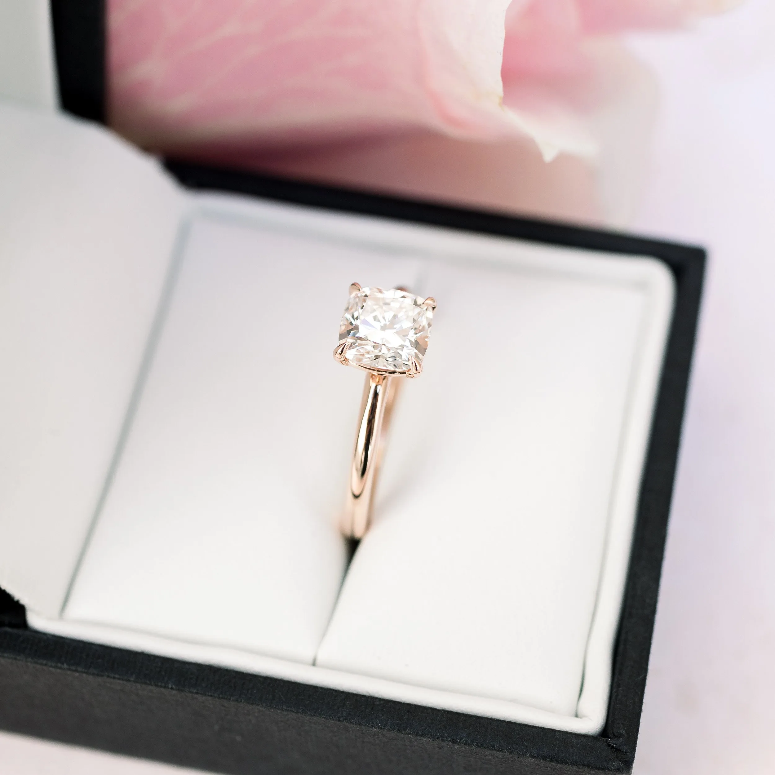 rose gold cushion cut manmade diamond solitaire engagement ring ada diamonds design ad 221