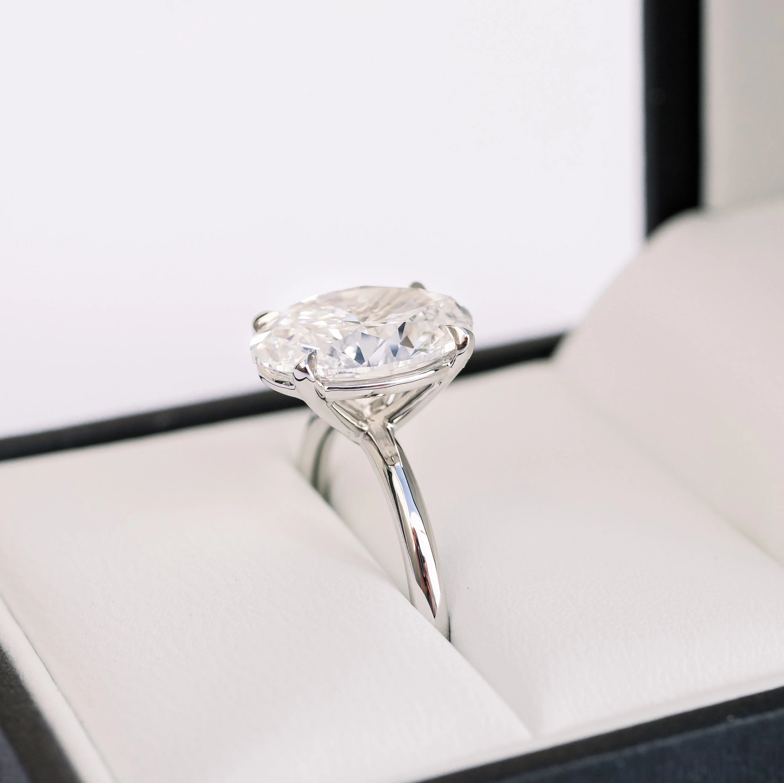 Platinum 4ct Oval Lab Diamond Classic Solitaire Ada Diamonds Design AD-143 Profile