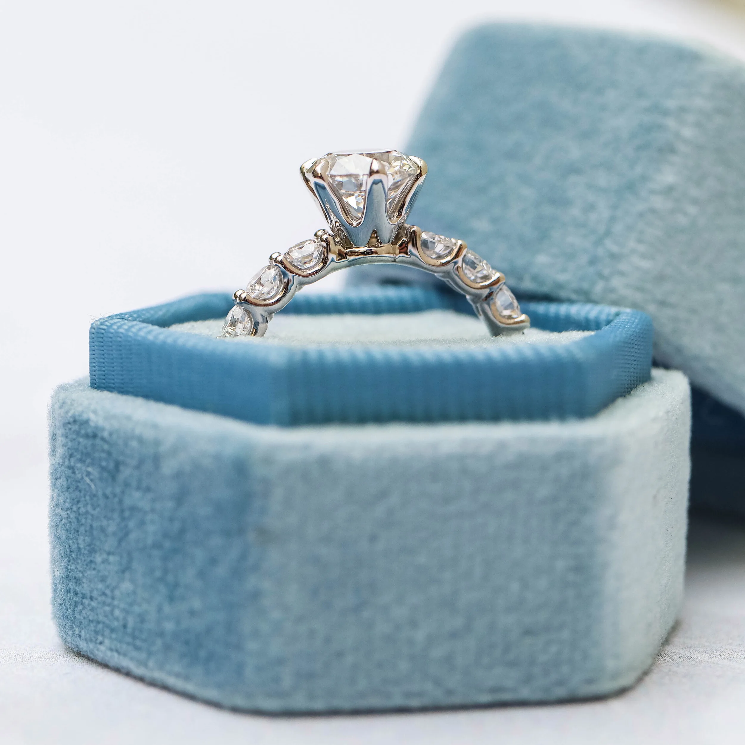 Platinum Custom 2.25 Carat French U Lab Diamond Six Prong Engagement Ring Ada Diamonds Design Number AD-178 Profile