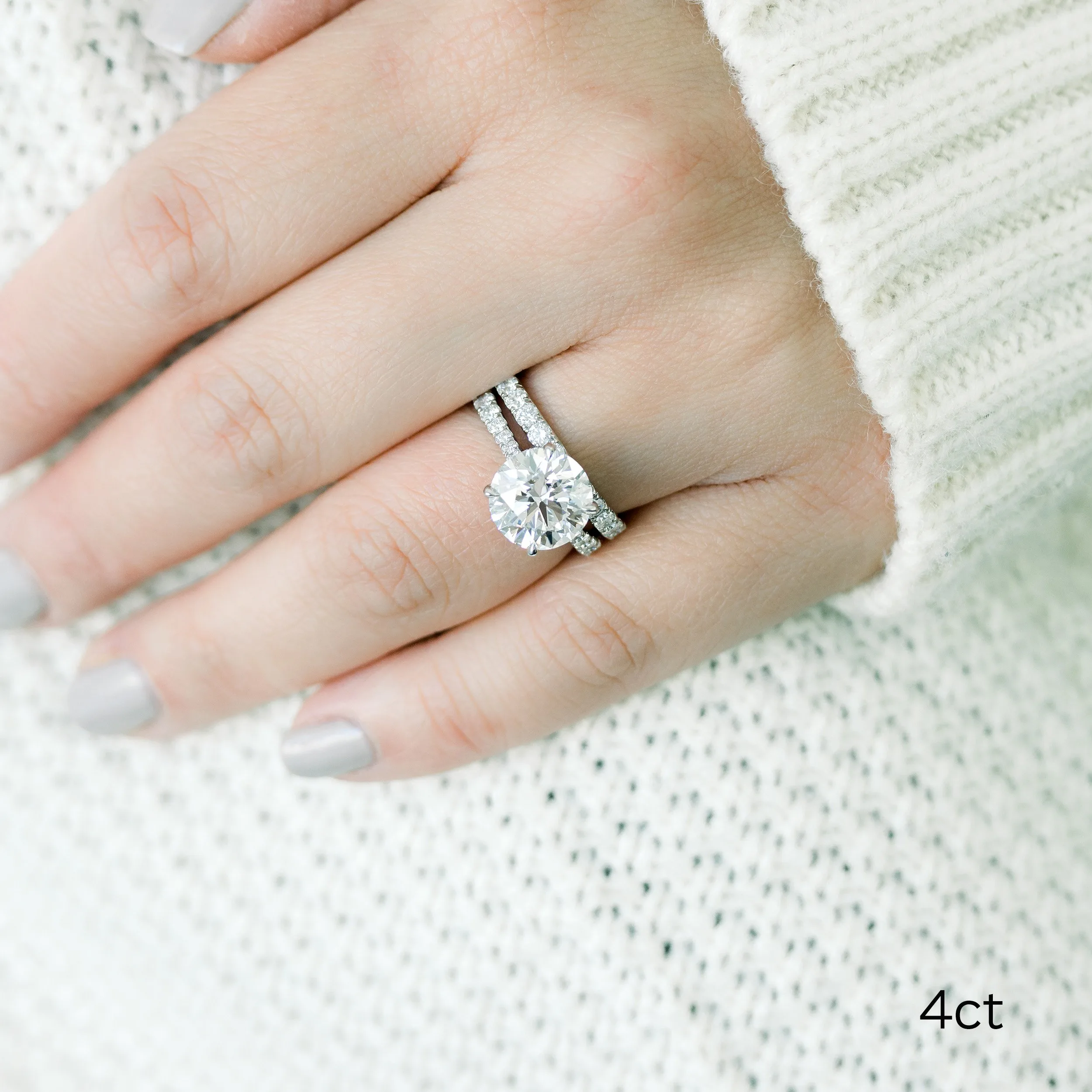 platinum 5 ct round trellis cathedral pave lab diamond engagement ring ada diamonds design ad 178 on model