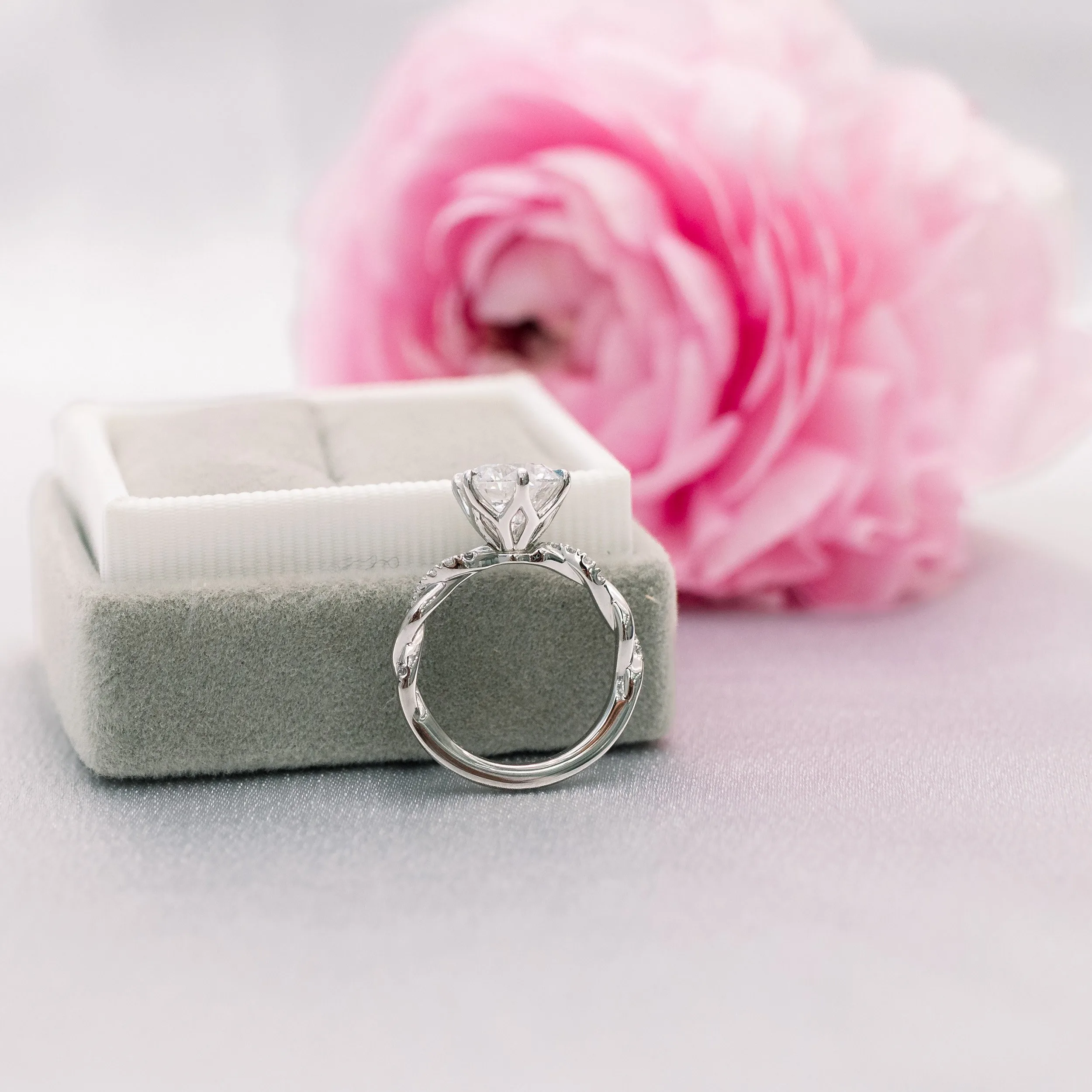 platinum 2 carat round lab diamond floral twisting band engagement ring ada diamonds design ad 178