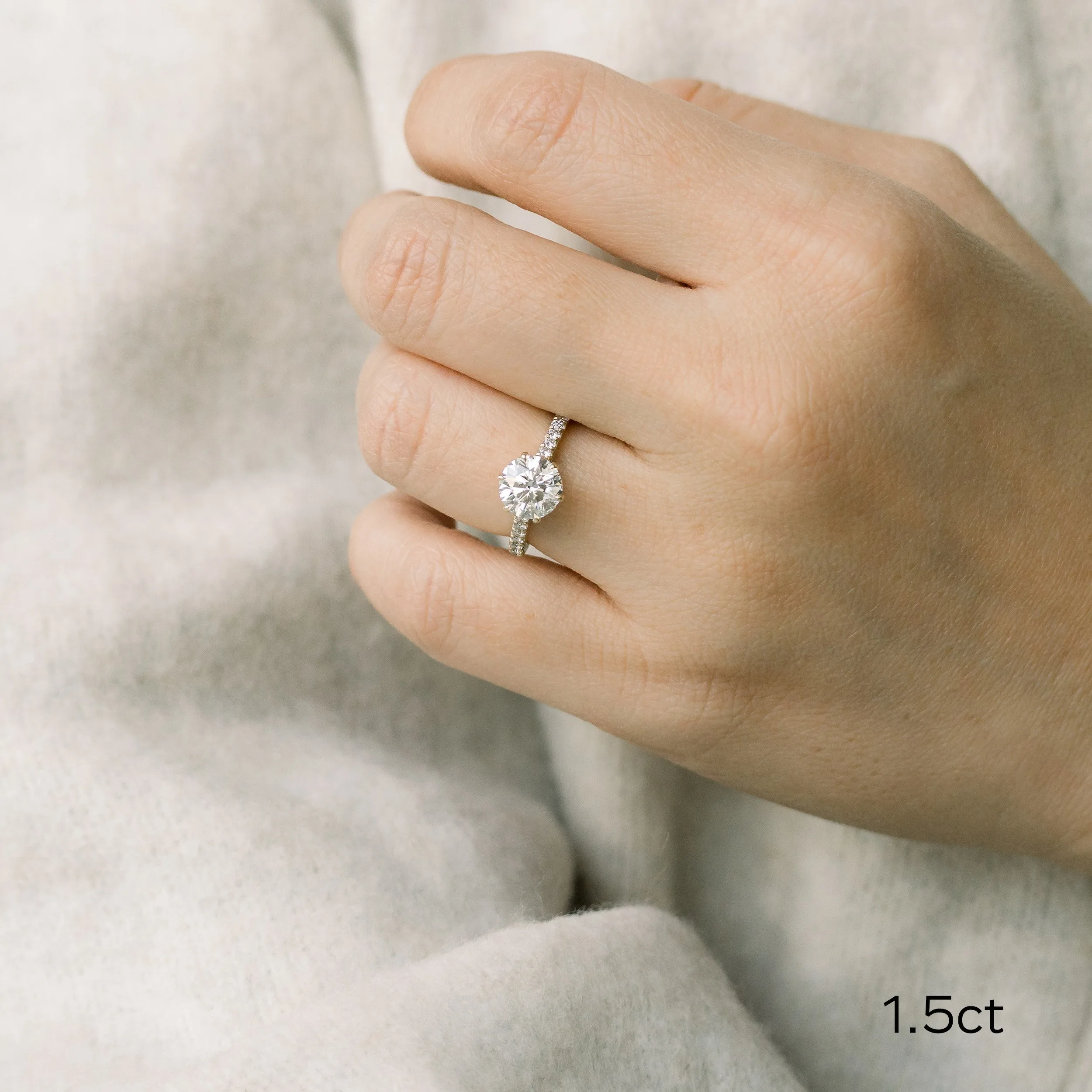 14k yellow gold 1.5ct round lab diamond in tulip diamond band engagement ring setting ada diamonds design ad 178 on model