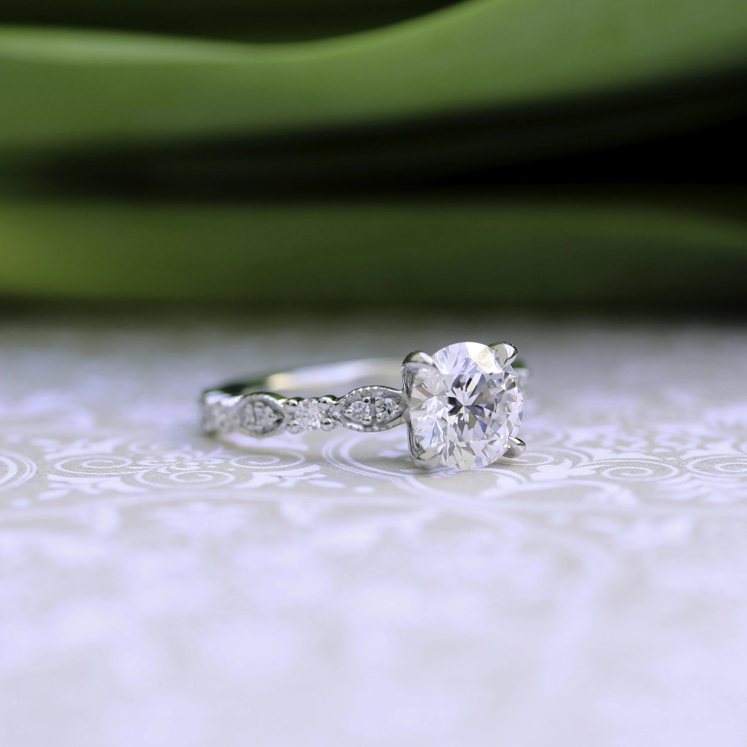 Custom 1.5 Carat Diamond Band Lab Diamond Engagement Ring Platinum AD-178