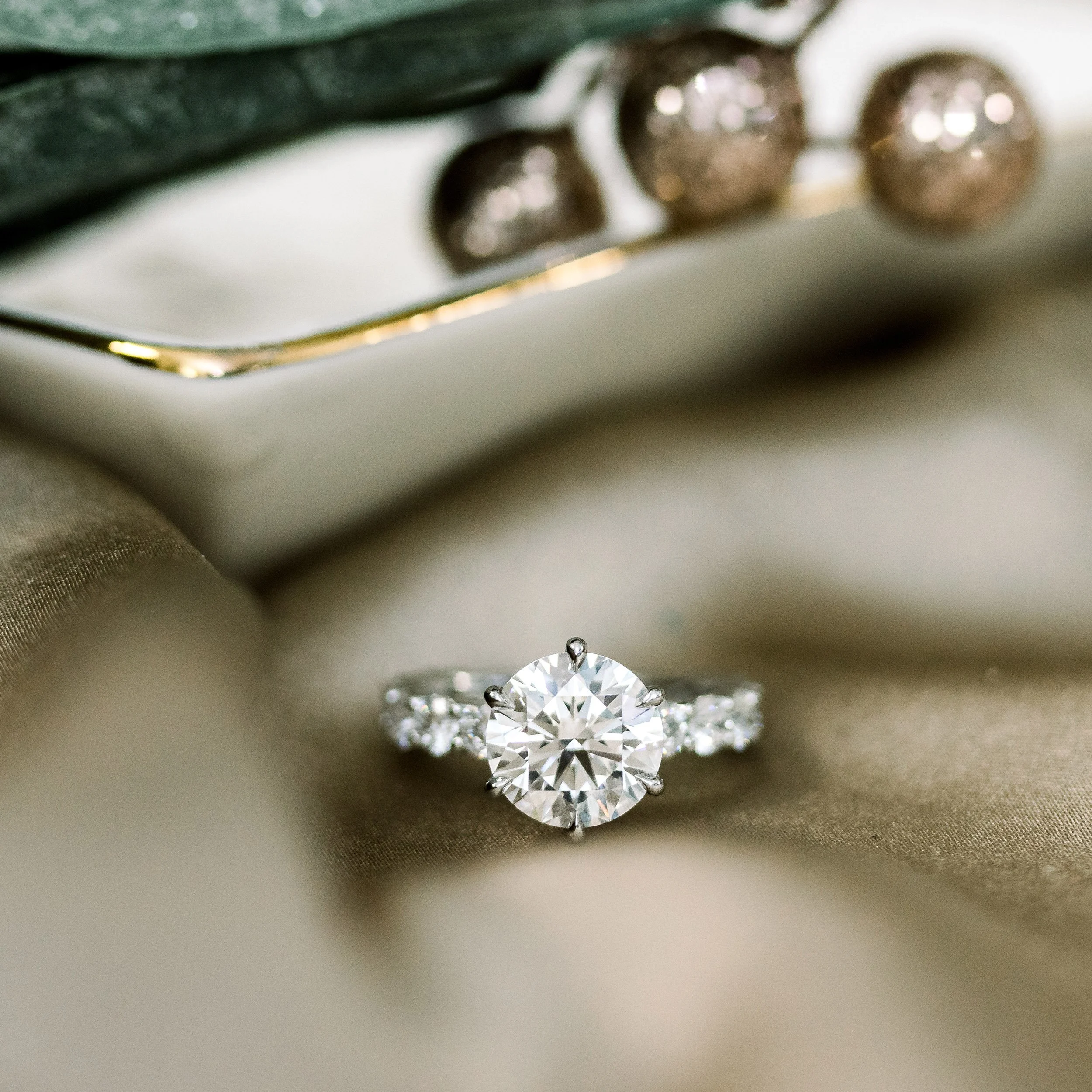platinum 2.75ct round lab diamond in custom six prong diamond band engagement ring ada diamonds design ad 178