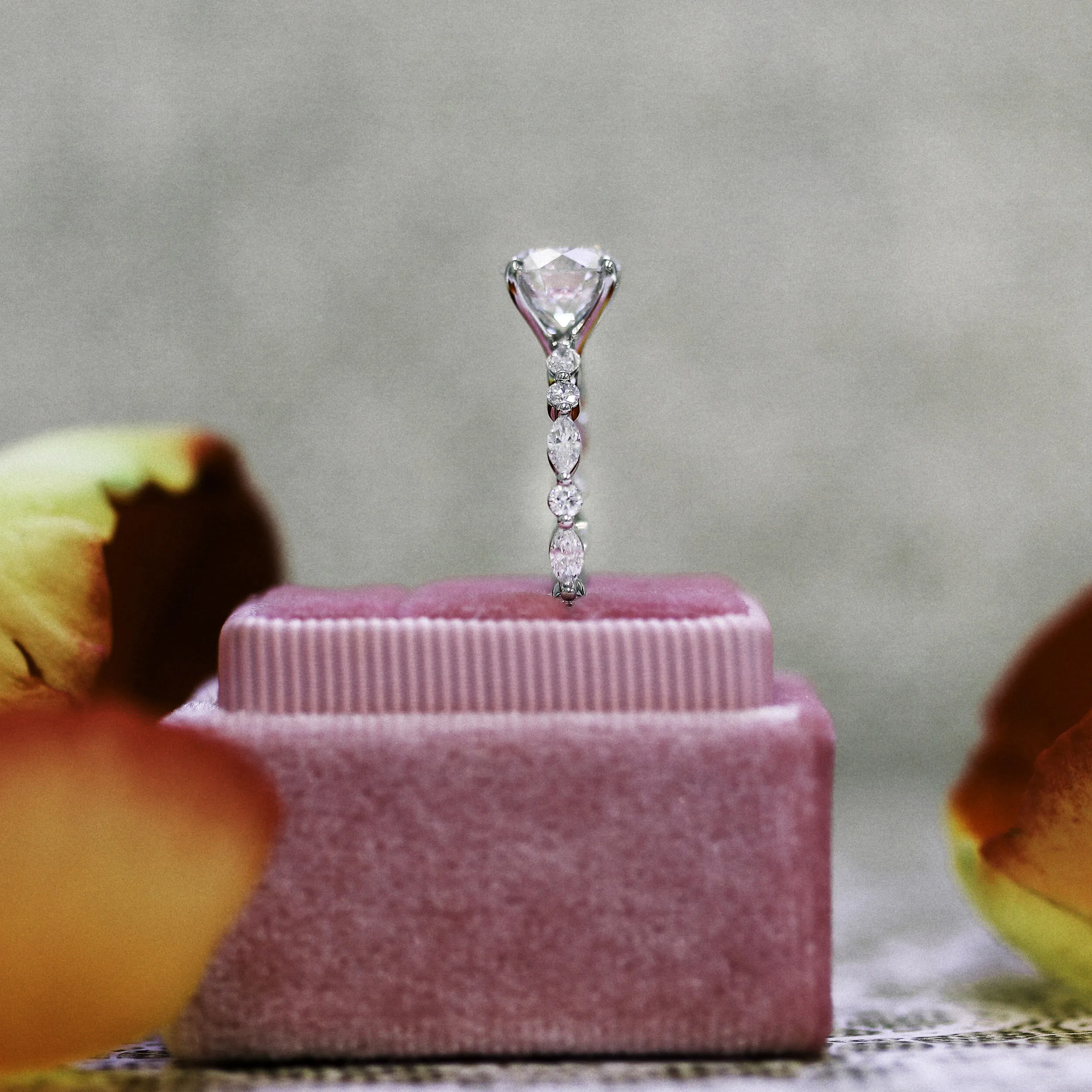 Custom Marquise and Round Lab Created Diamond Engagement Ring Ada Diamonds AD-178