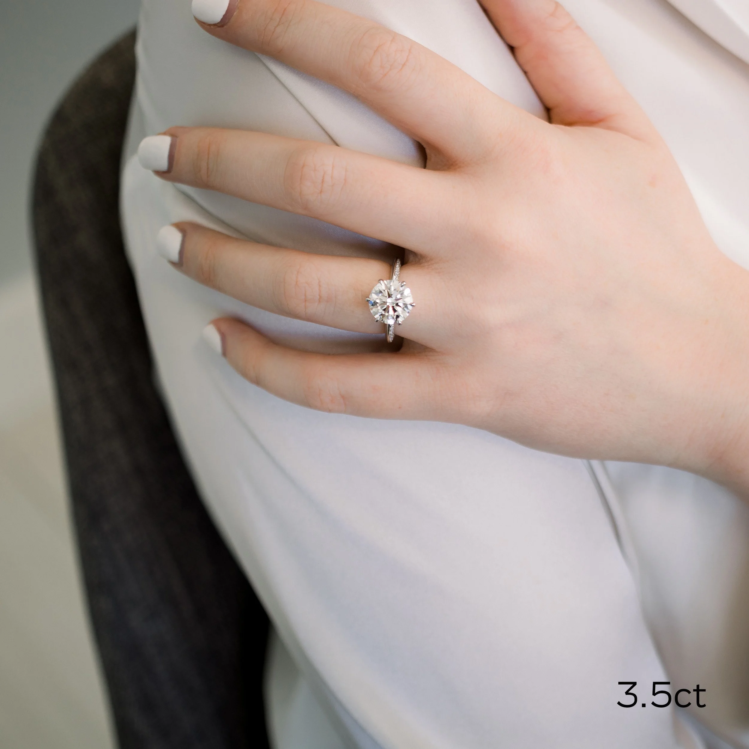 platinum 4ct custom round lab diamond engagement ring with one sided micropavé band ada diamonds design ad 178