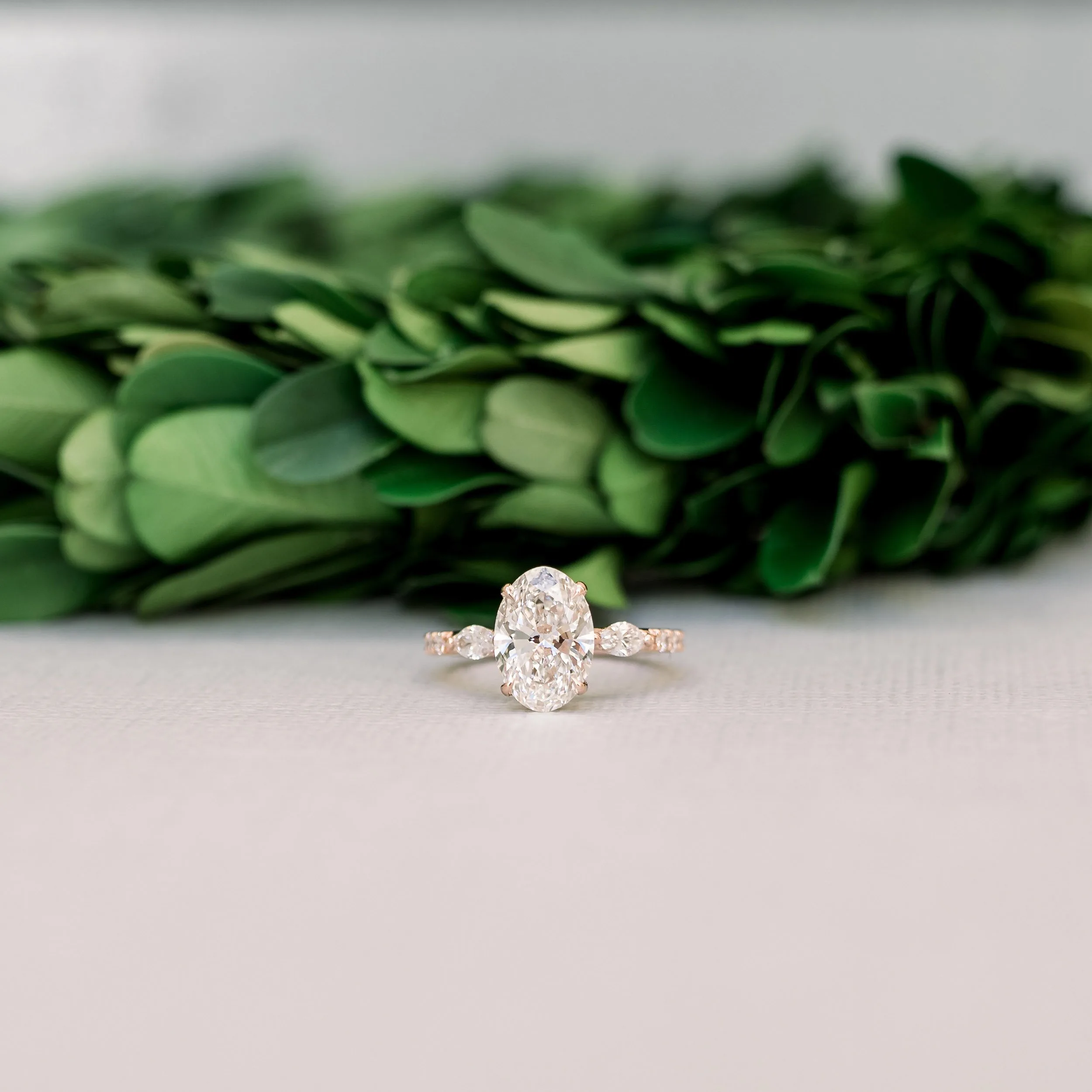 14k rose gold 2.5ct oval lab diamond solitaire engagement ring with marquise and round diamond band ada diamonds design ad 178