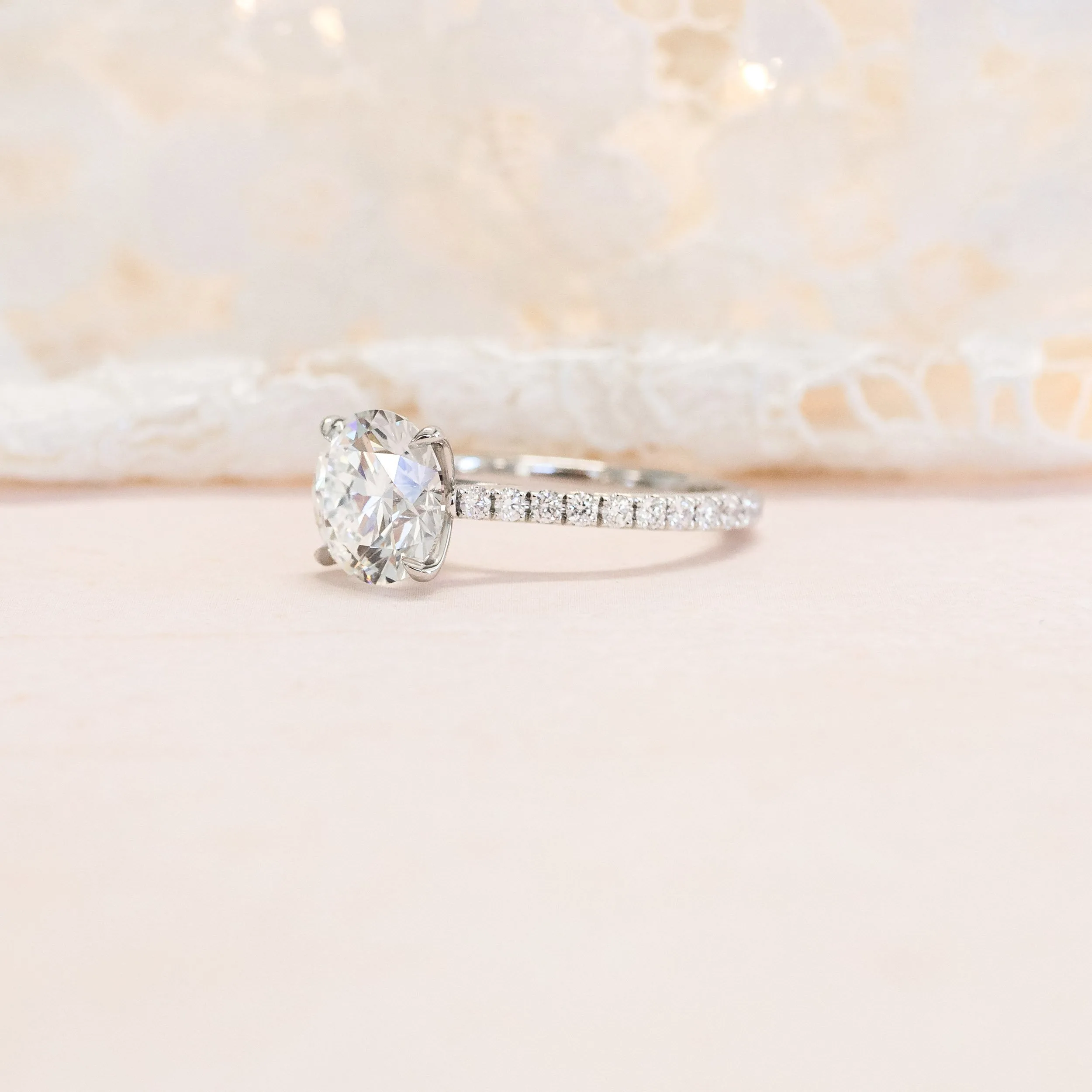 custom 2.5ct round lab diamond high profile diamond band engagement ring platinum ada diamonds design ad 133