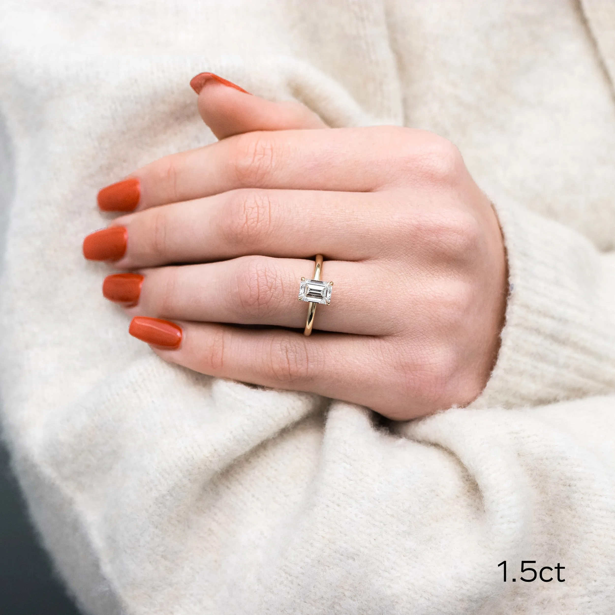 yellow gold 1.5ct emerald cut lab created diamond solitaire engagement ring ada diamonds design ad 368 on model