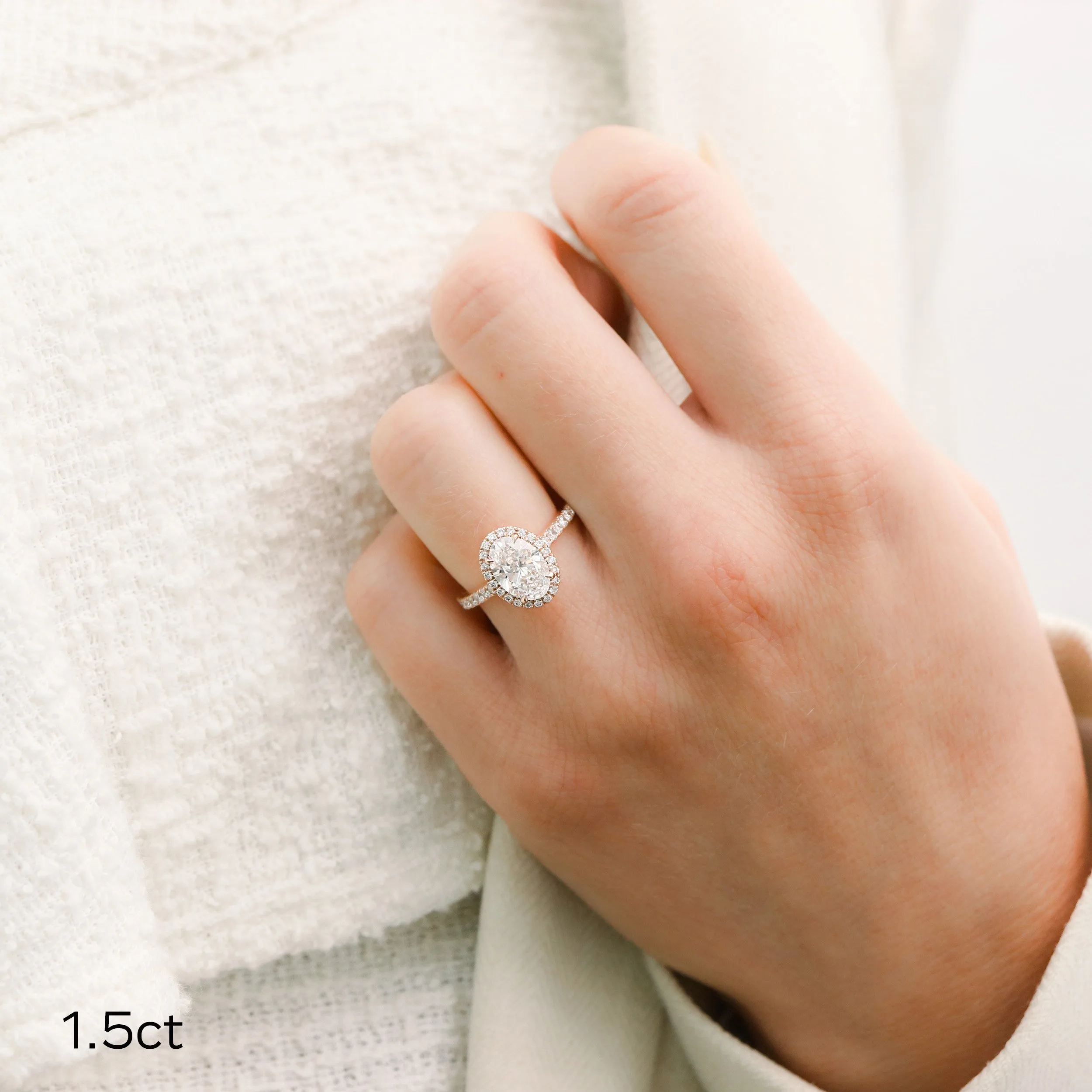 14k rose gold 1.5ct oval halo lab diamond engagement ring ada diamonds design ad 303