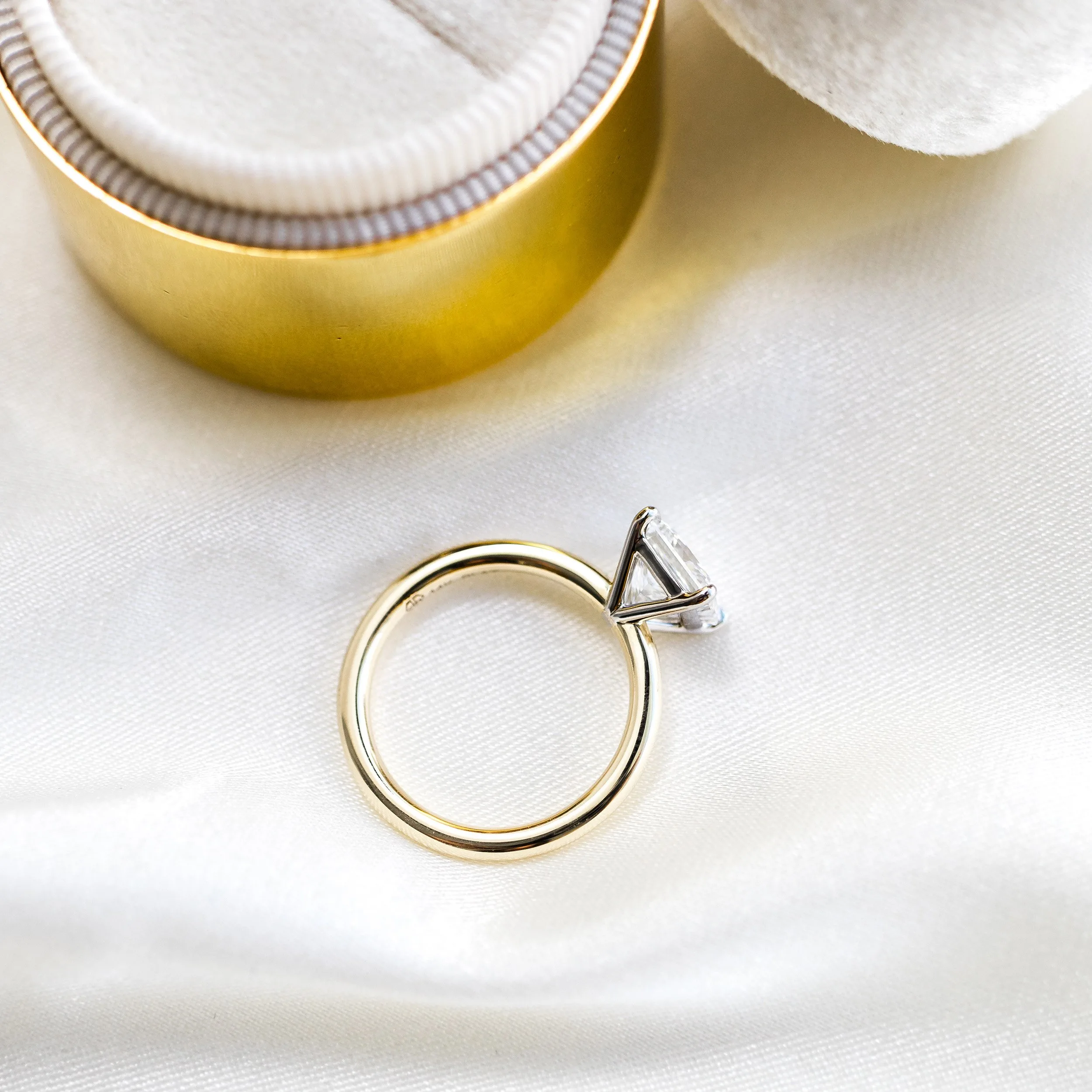 platinum and yellow gold 1.5ct princess cut lab diamond solitaire engagement ring ada diamonds design ad 341 profile view