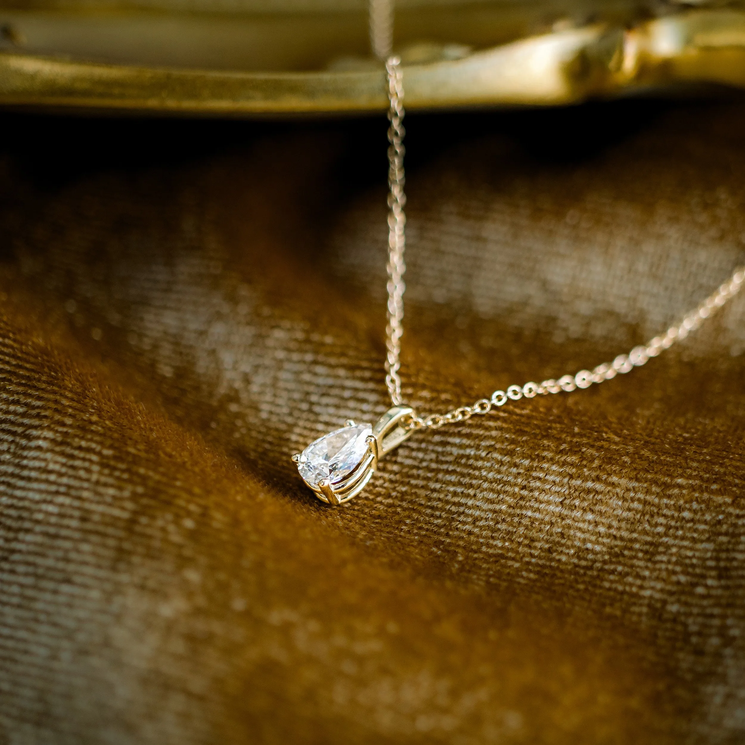 14k yellow gold 0.5ct pear pendant necklace ada diamonds