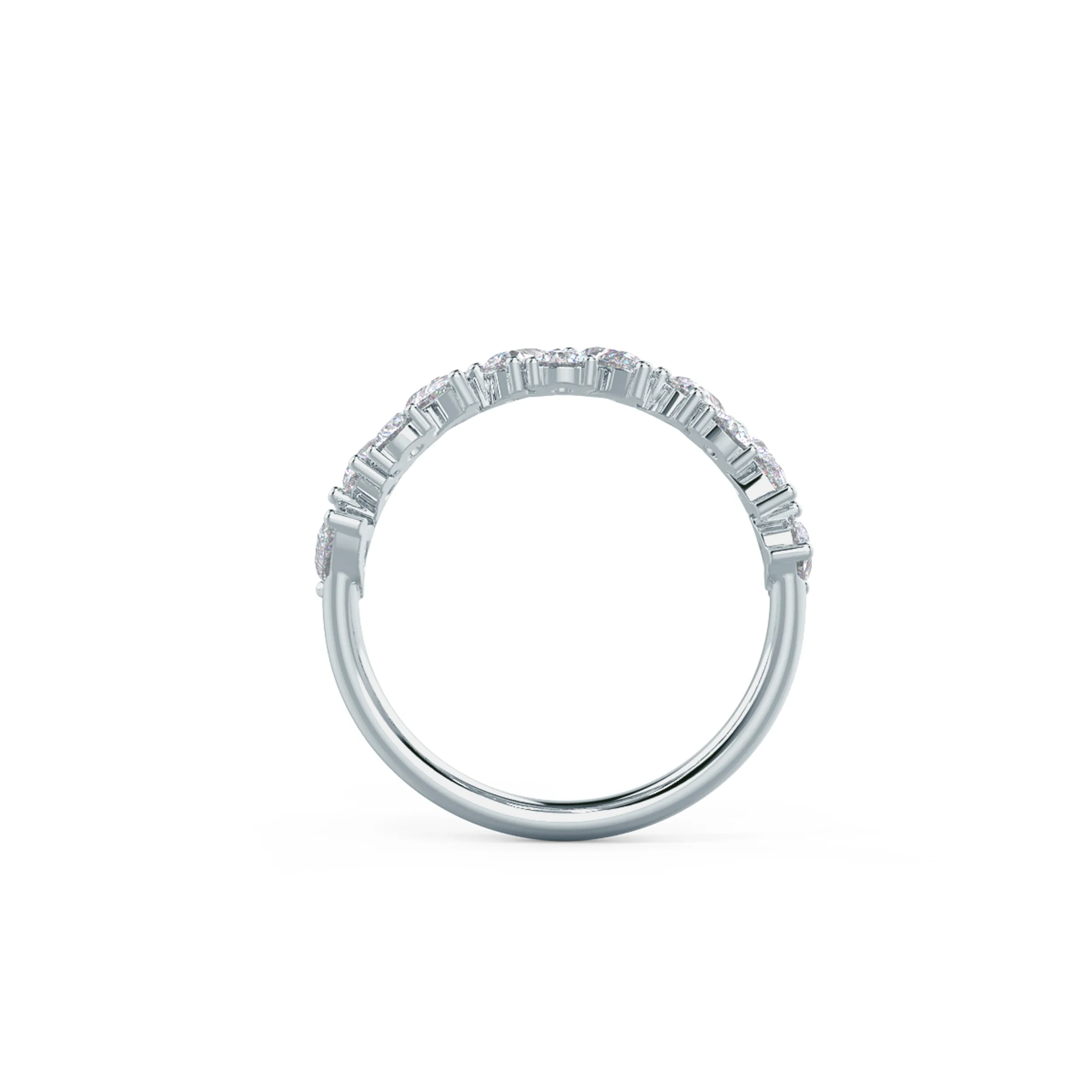 Hand Selected 1ctw t Lab Grown Diamonds set in 18k White Gold Theresa Half Band (Profile View)