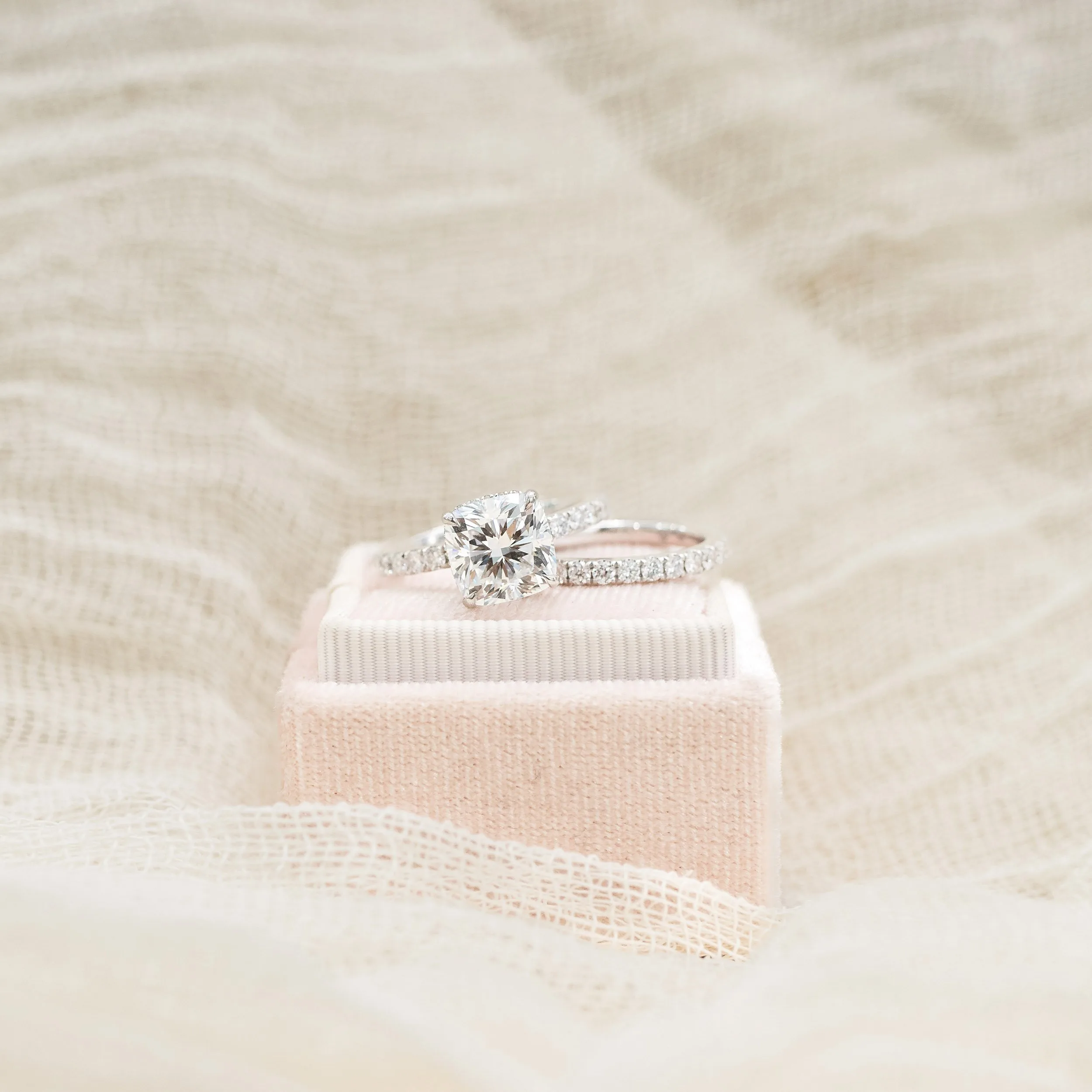 platinum 3ct cushion cut lab diamond engagement ring with u pavé three quarter band ada diamonds design ad171 macro