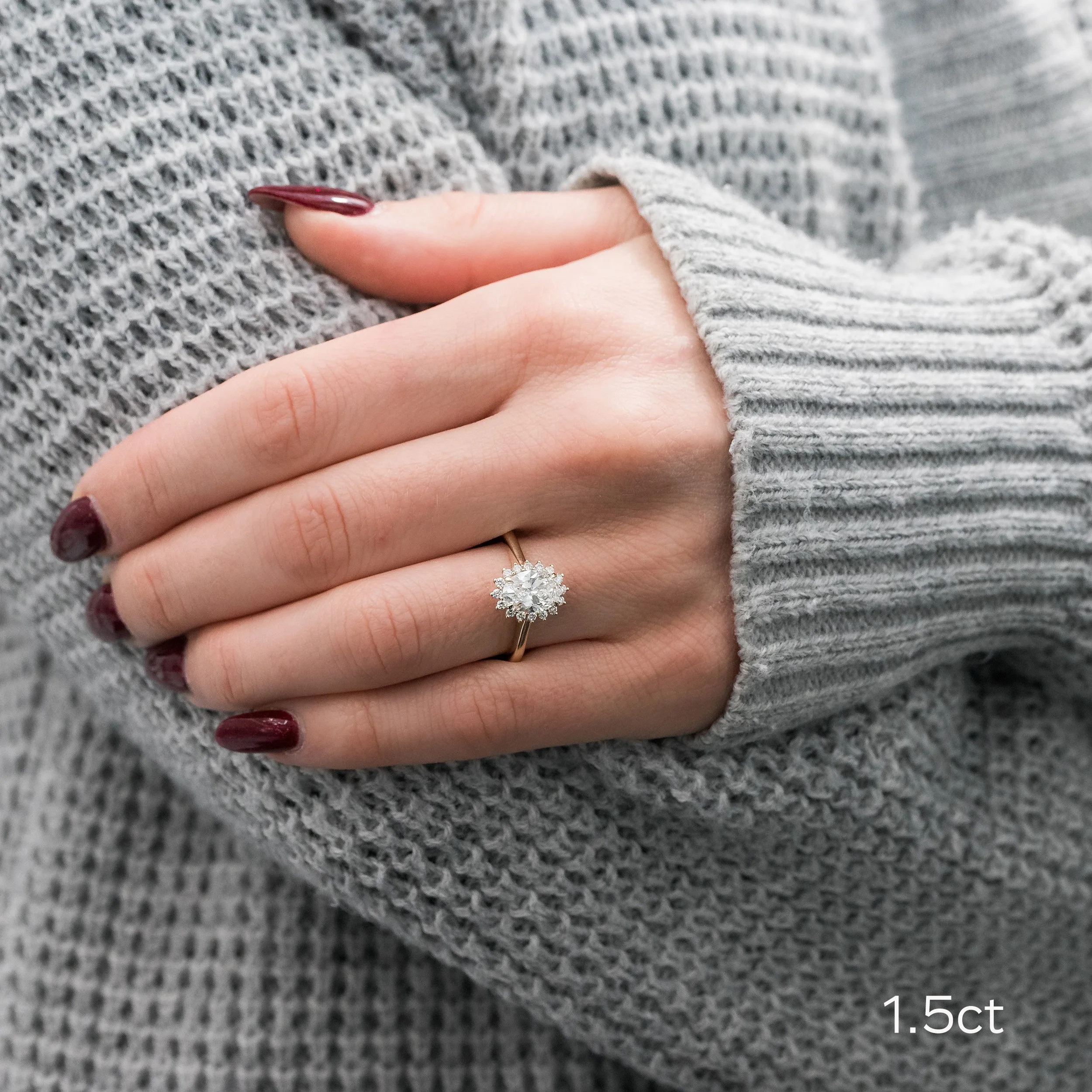 14k yellow gold halo engagement ring featuring 1.5 carat oval diamond ada diamonds design ad 179