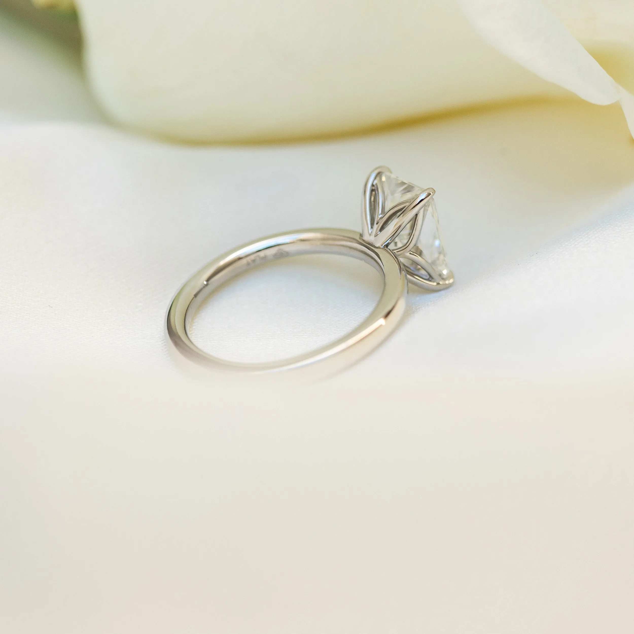 platinum 2.75 ct radiant floral solitaire engagement ring design ad368 profile