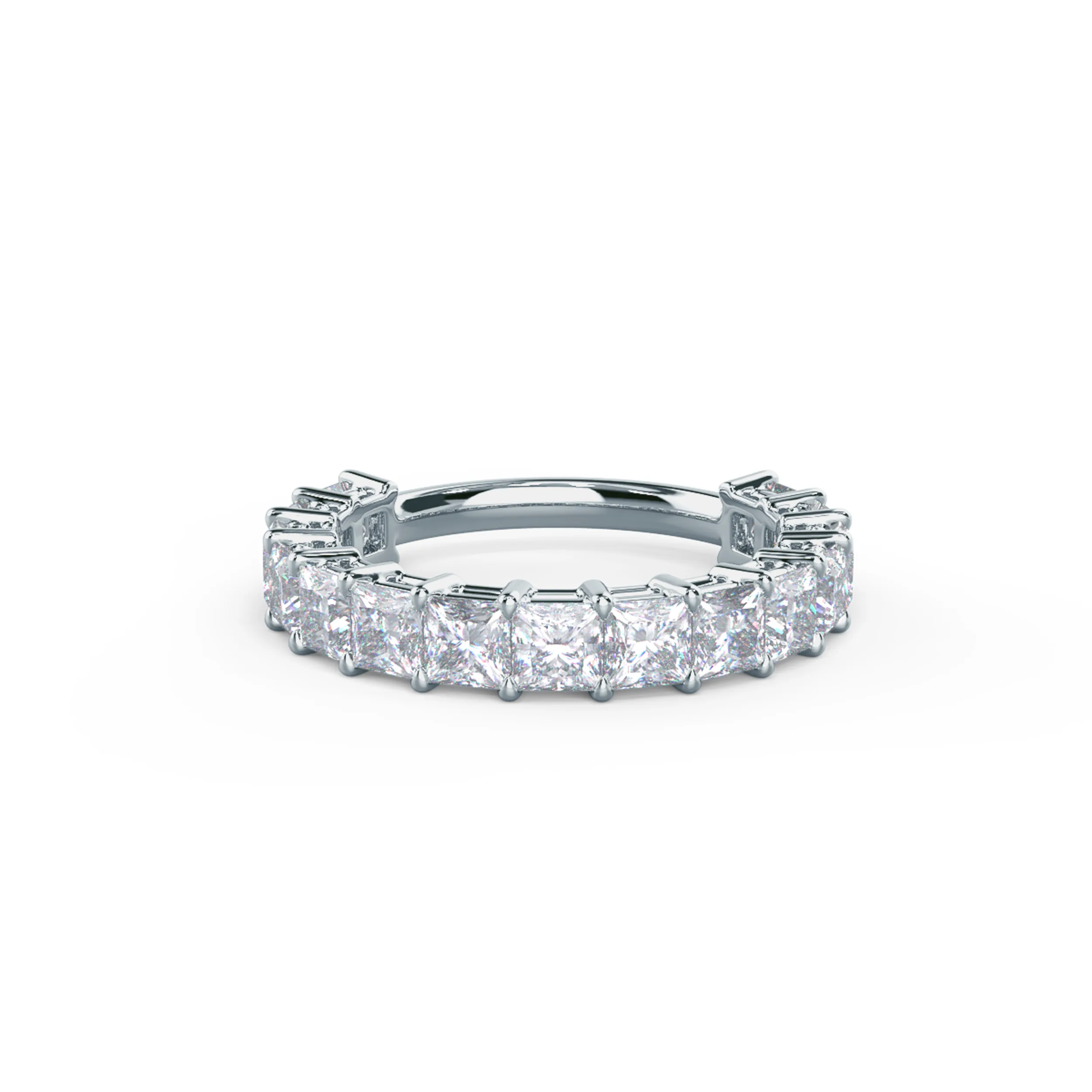 Exceptional Quality 3.0 ct Lab Diamonds Princess Three Quarter Band in 18k White Gold (Main View)