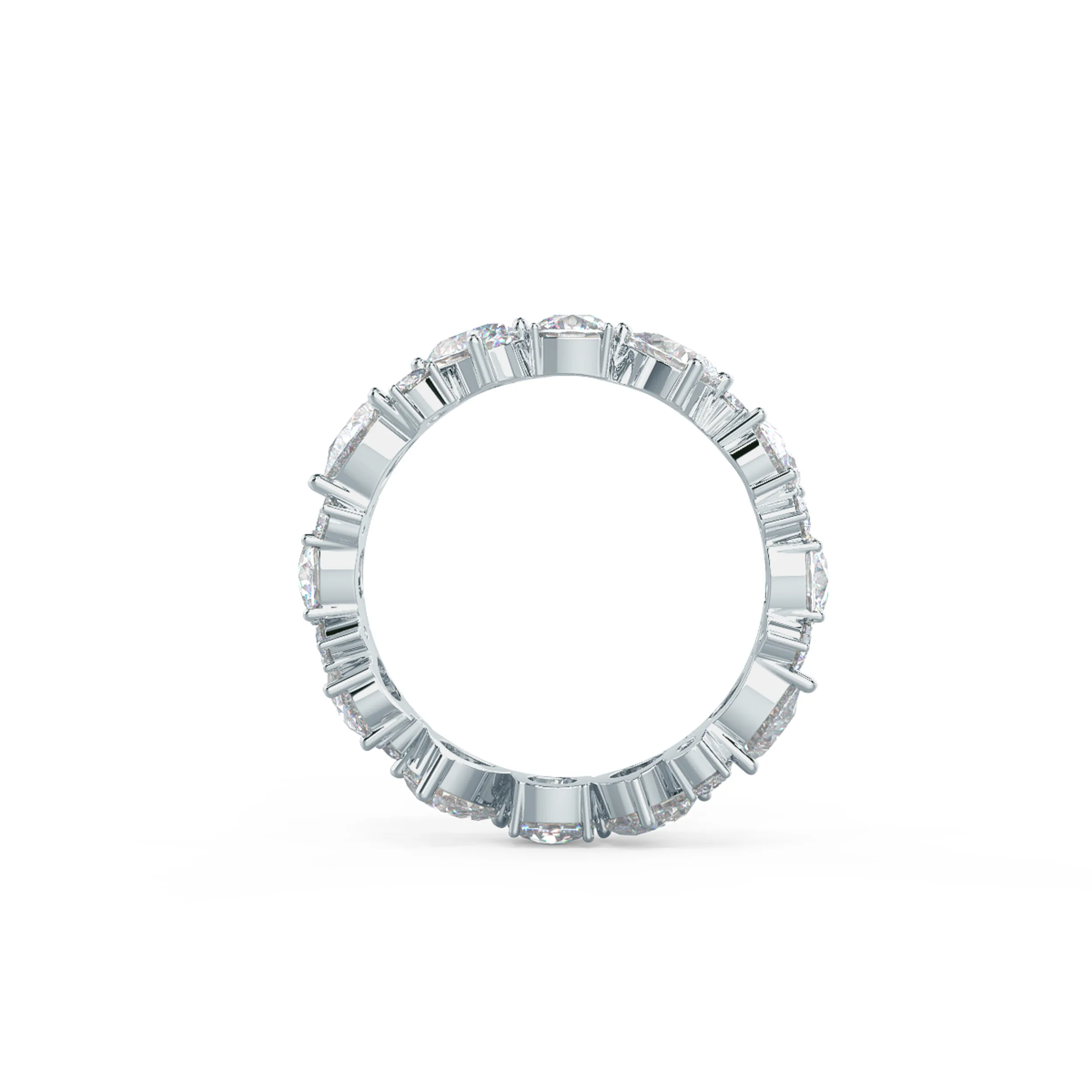 Hand Selected 3.25 ctw Lab Created Diamonds set in 18k White Gold Mary Eternity Band (Profile View)