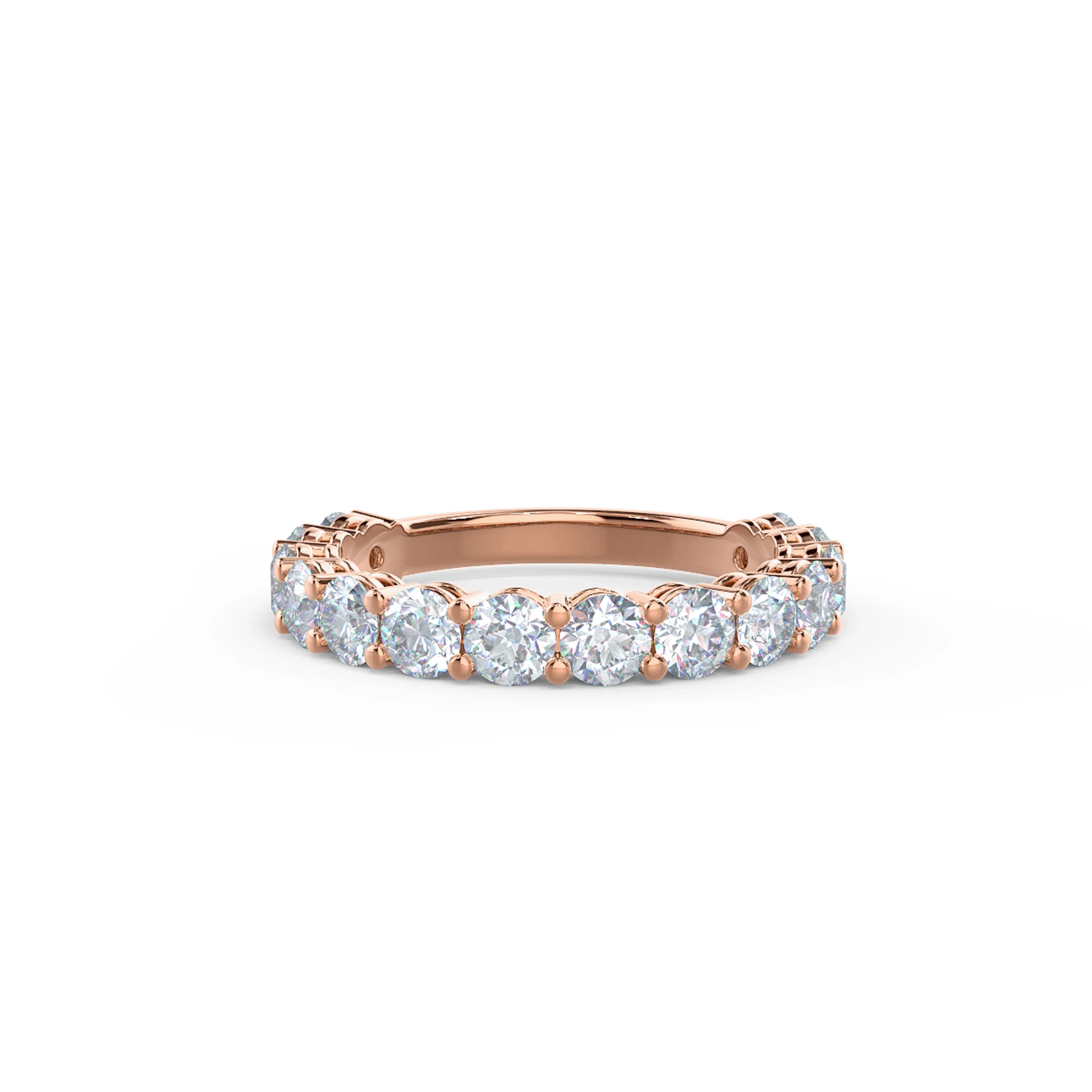 14k Rose Gold Prong Set Three Quarter Band featuring Hand Selected 2.0 Carat Round Brilliant Diamonds (Main View)