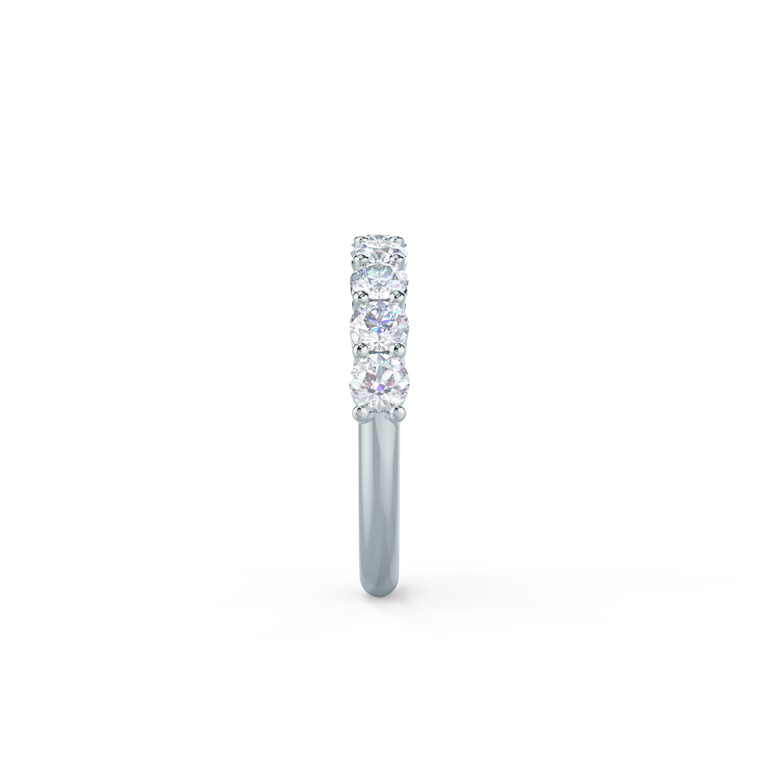 High Quality 1.25 Carat Round Diamonds set in 18k White Gold Prong Set Half Band (Side View)