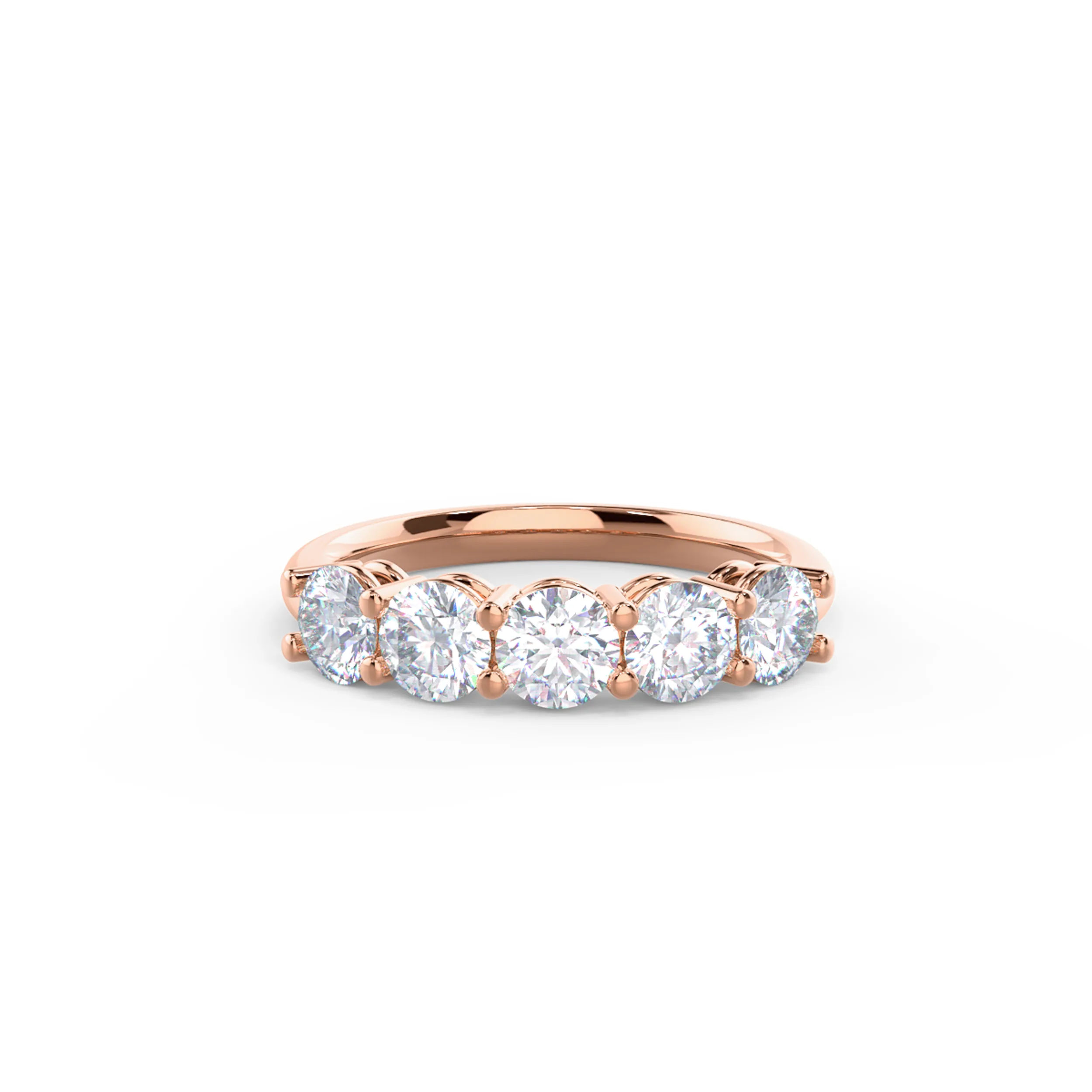 Exceptional Quality 1.5 ct Round Lab Diamonds set in 14k Rose Gold Prong Set Five Stone (Main View)