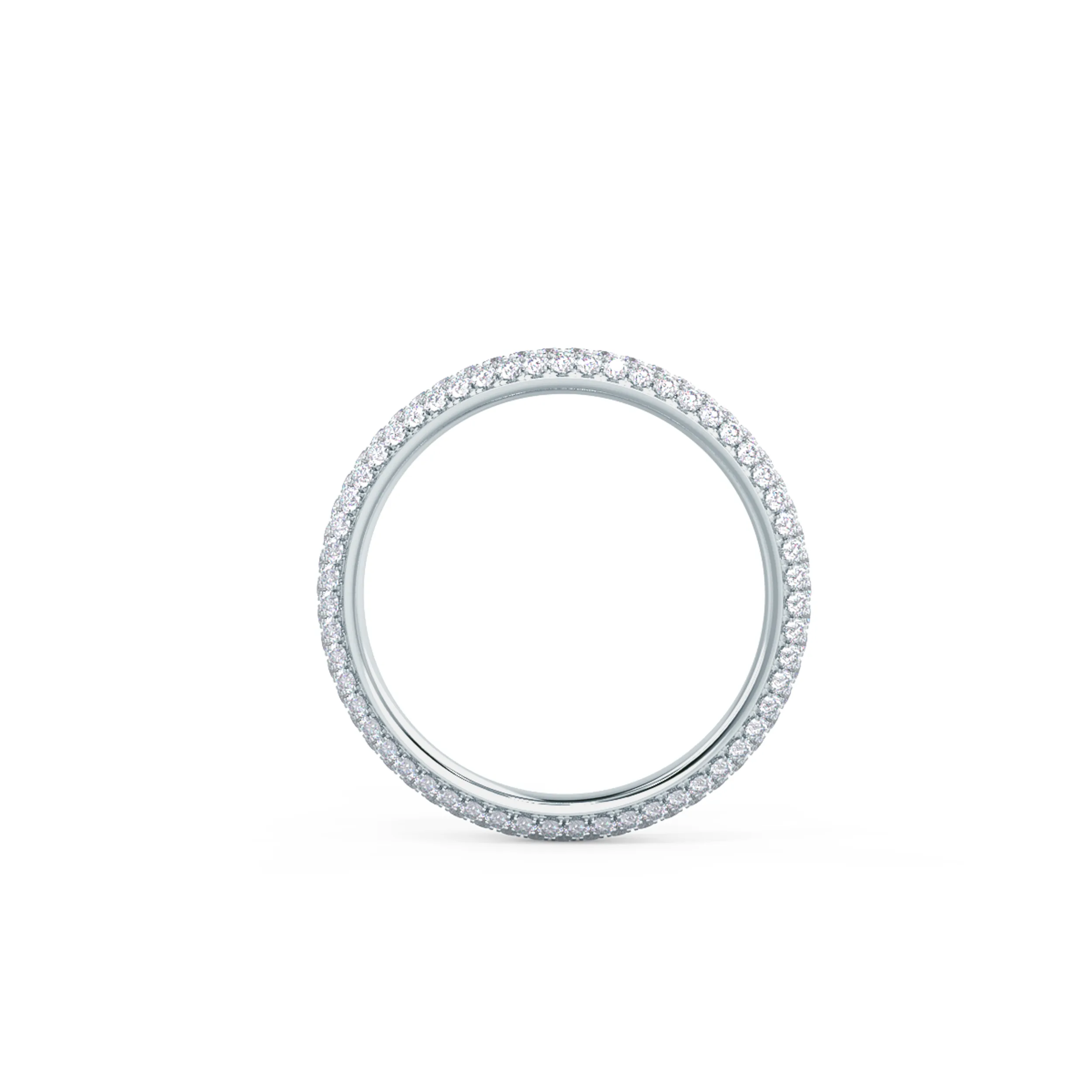 18k White Gold Three Sided Pavé Eternity Band featuring 0.8 ct Round Diamonds (Profile View)