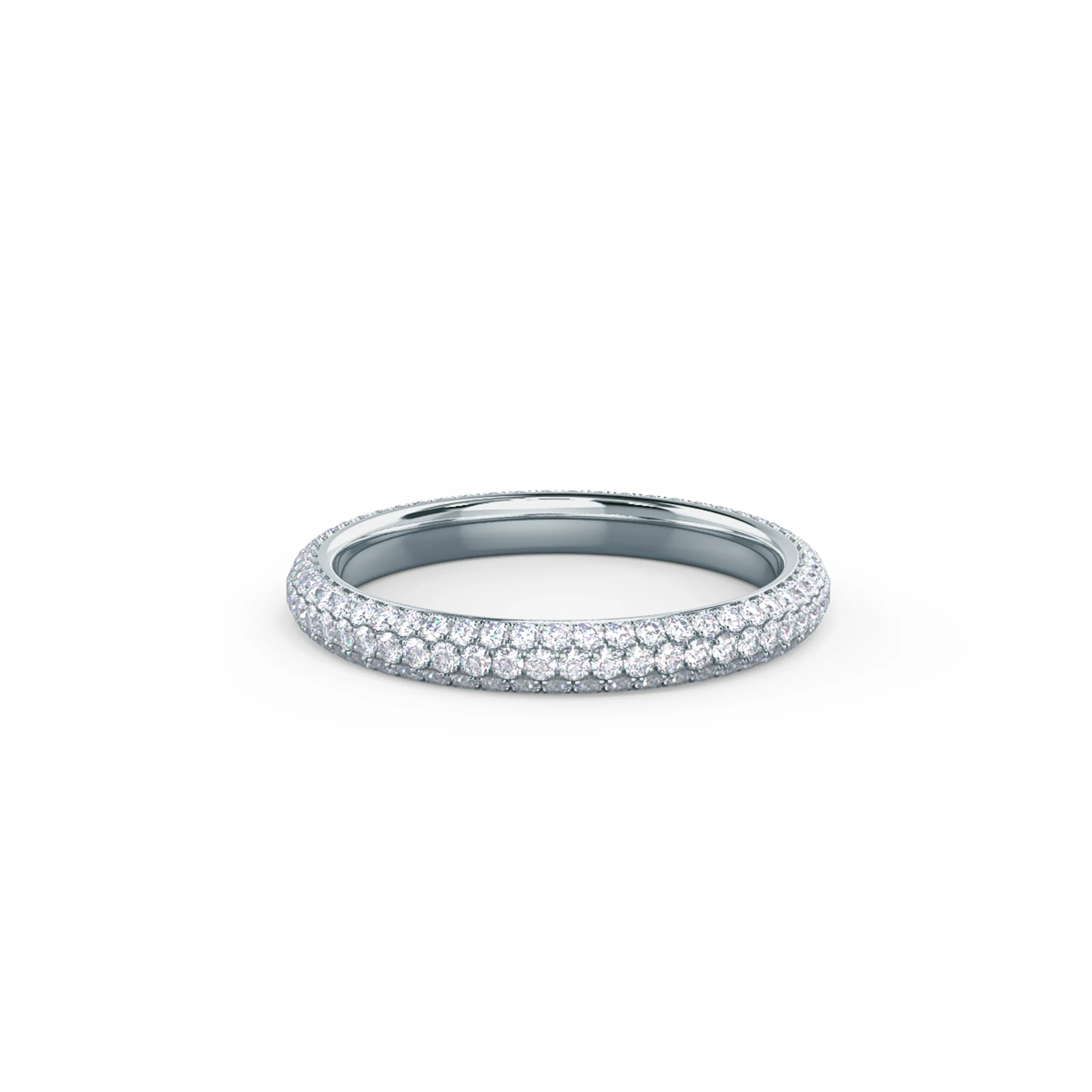 Exceptional Quality 0.8 Carat Round Brilliant Lab Created Diamonds set in 18k White Gold Three Sided Pavé Eternity Band (Main View)
