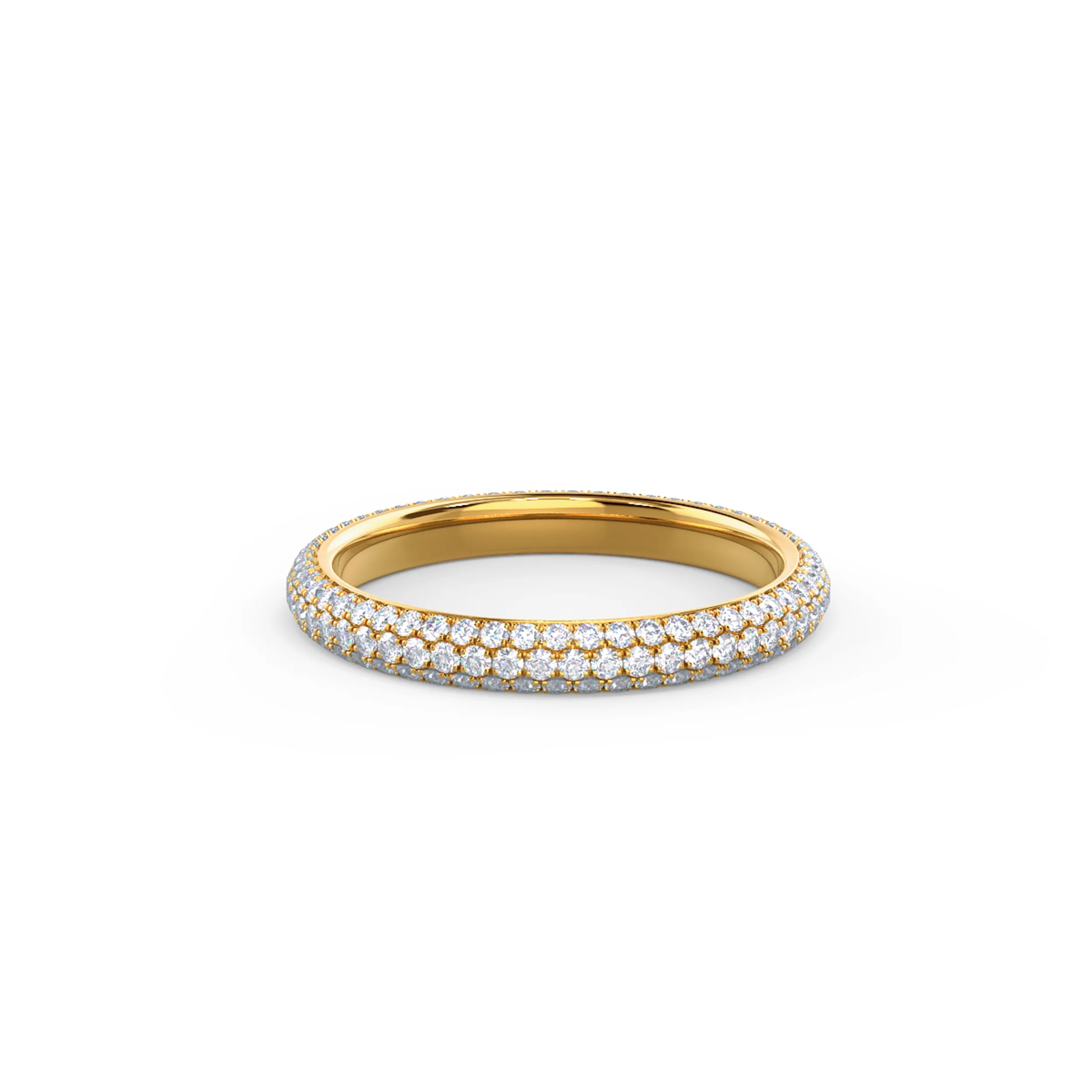 14 Karat Yellow Gold Three Sided Pavé Eternity Band featuring High Quality 0.8 ctw Round Lab Grown Diamonds (Main View)