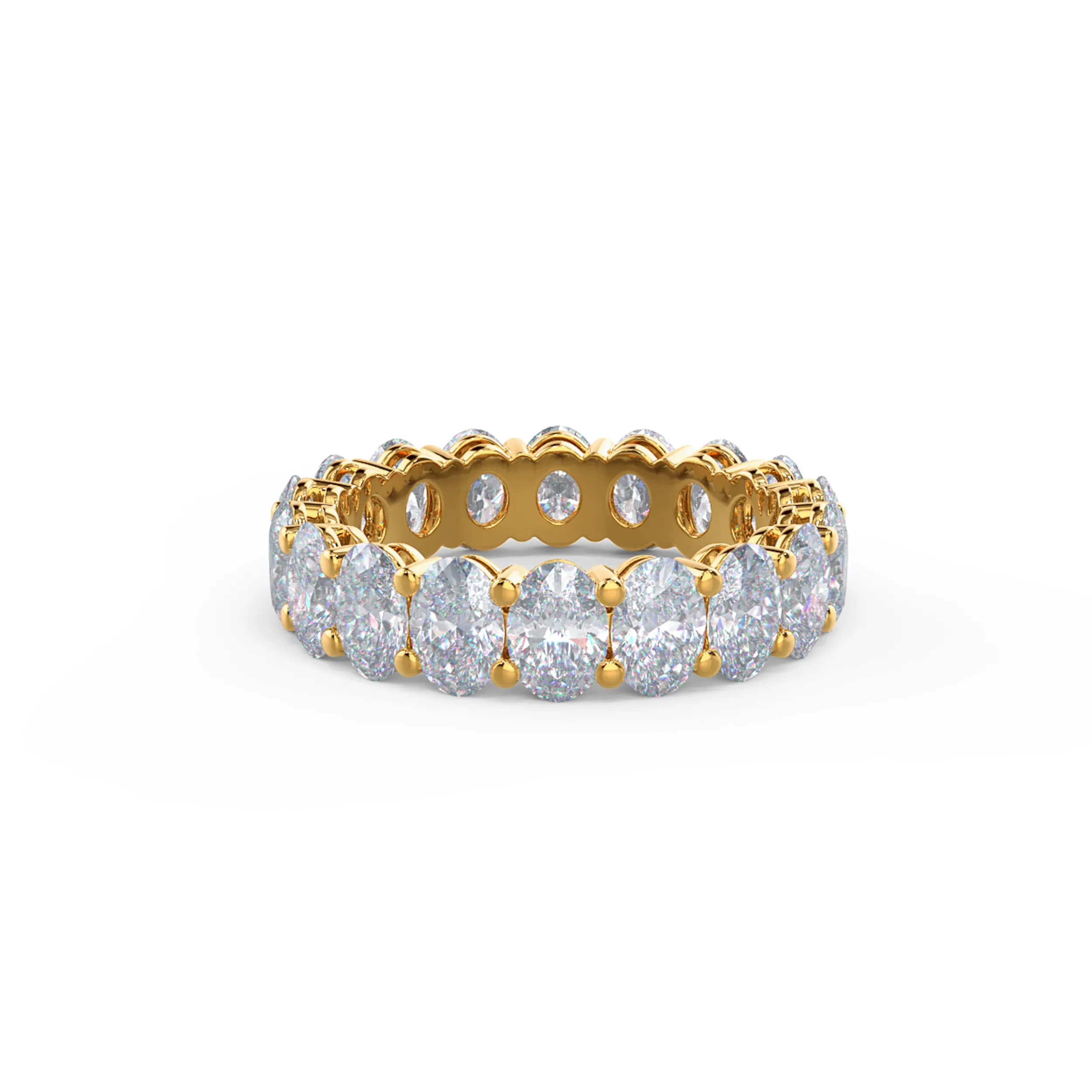 Hand Selected 5.5 ctw Diamonds set in Yellow Gold Oval Basket Eternity Band (Main View)