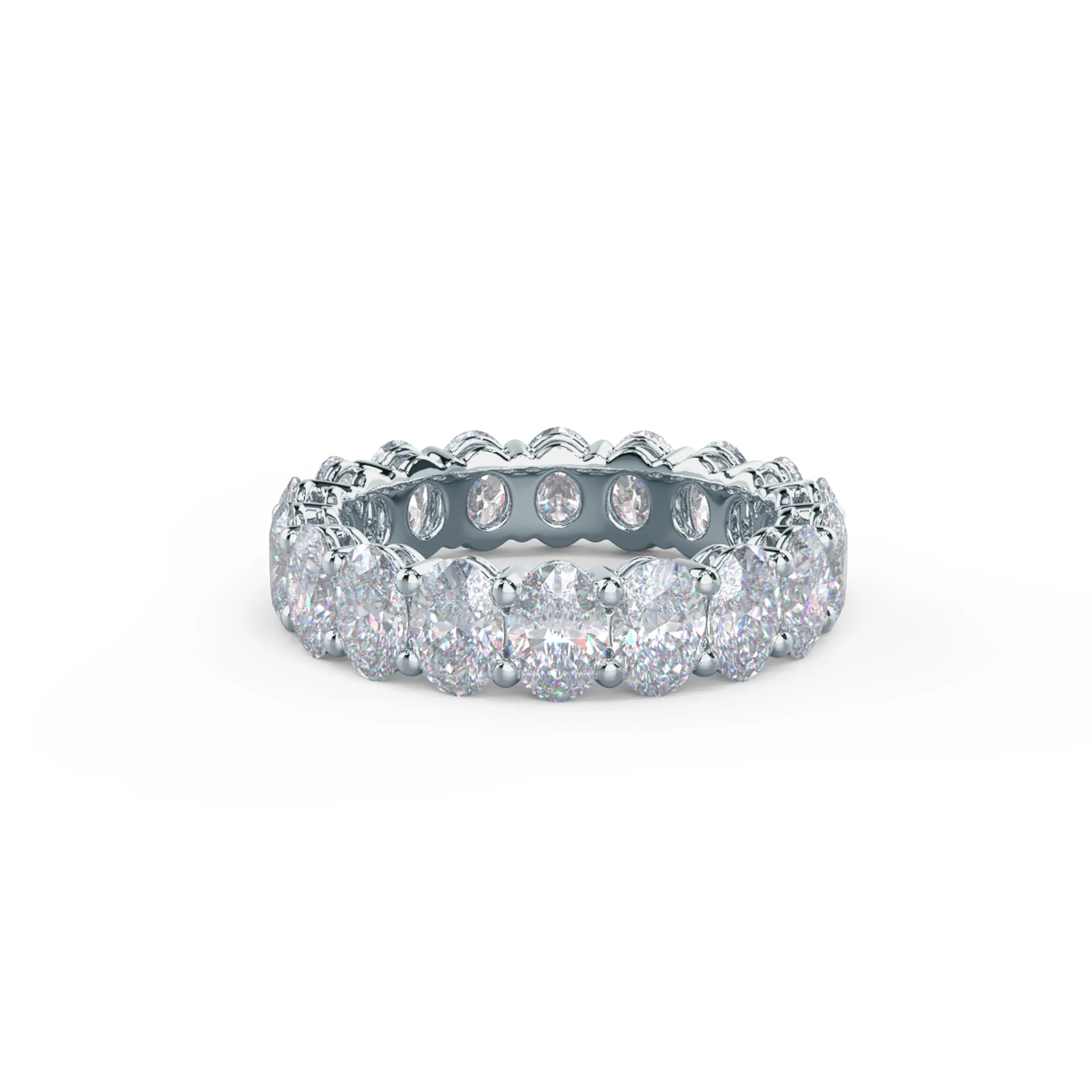 18k White Gold Oval Basket Eternity Band featuring 5.5 ctw Lab Created Diamonds (Main View)