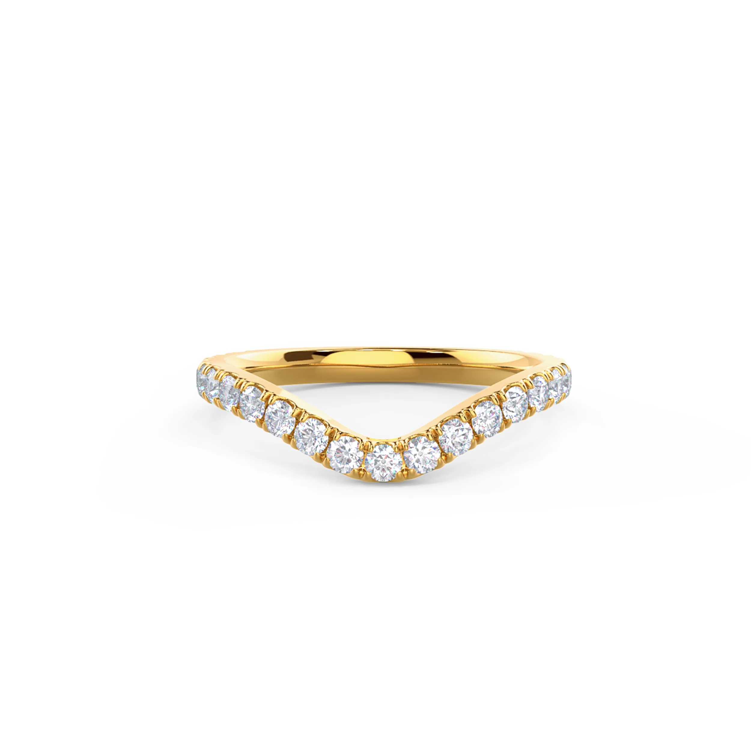 High Quality 0.6 Carat Round Lab Diamonds Pavé Contoured Three Quarter Band in 14kt Yellow Gold (Main View)
