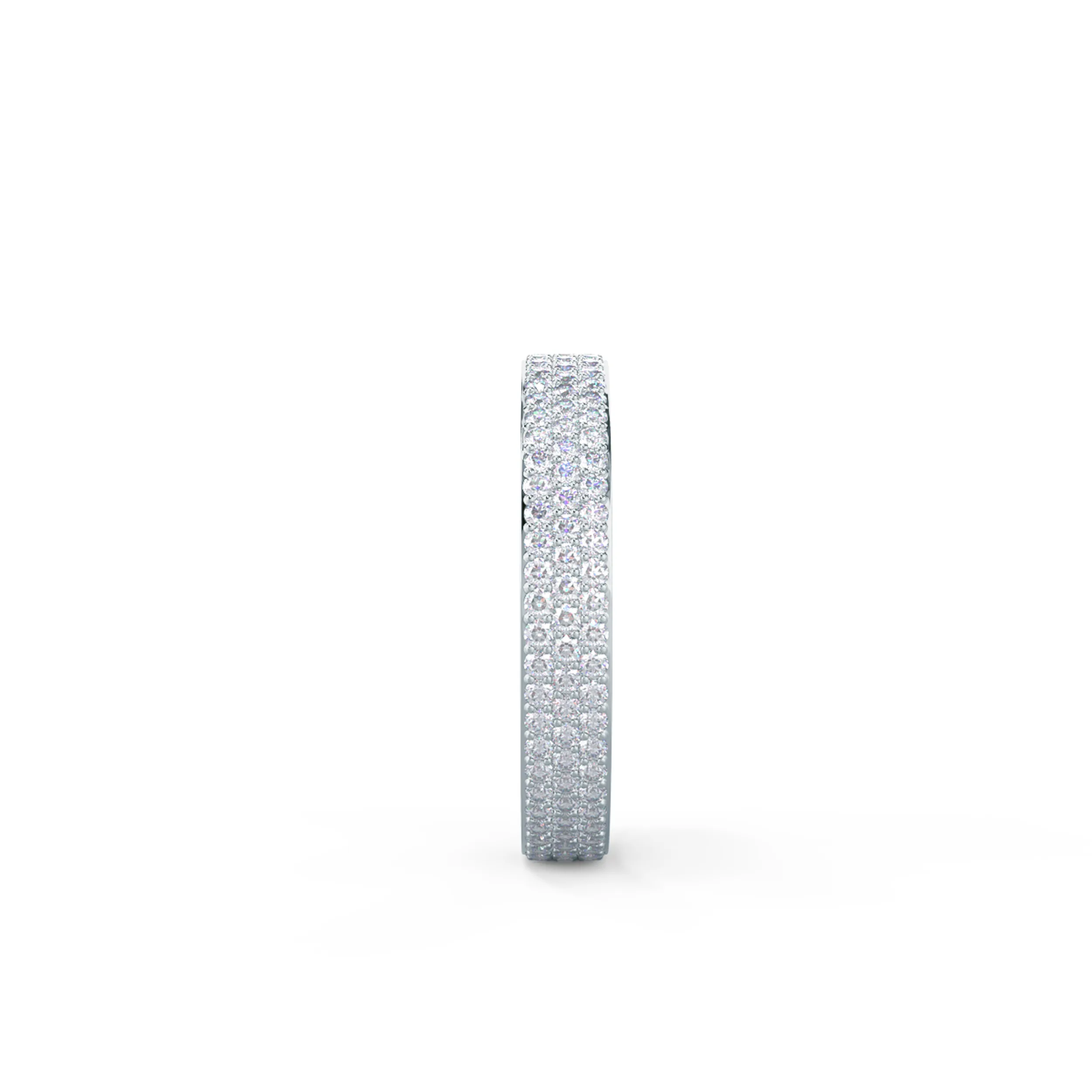 Hand Selected 0.85 ct Round Lab Grown Diamonds Three Row Pavé Eternity Band in White Gold (Side View)