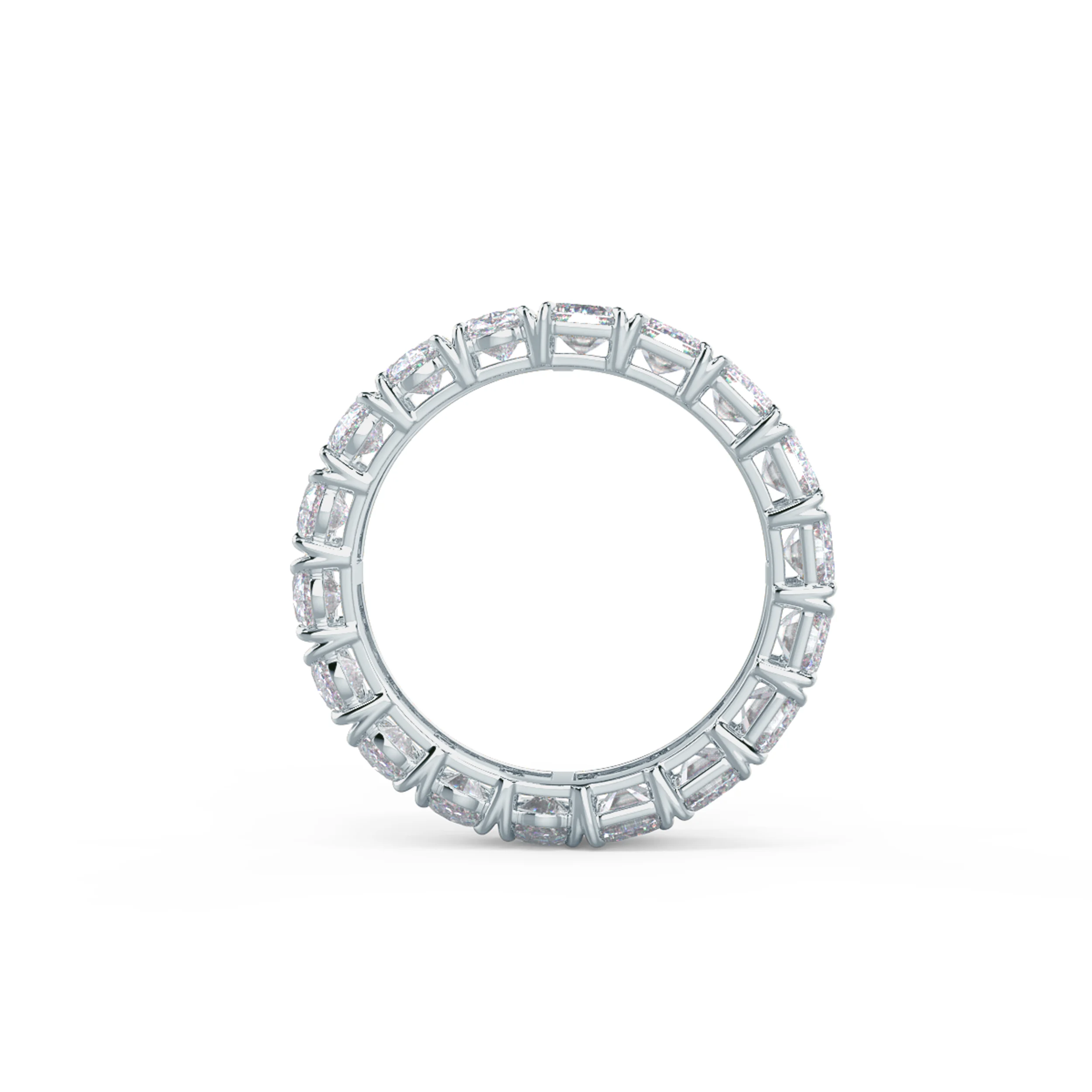 18kt White Gold Half and Half Band featuring Hand Selected 6.3 Carat Synthetic Diamonds (Profile View)