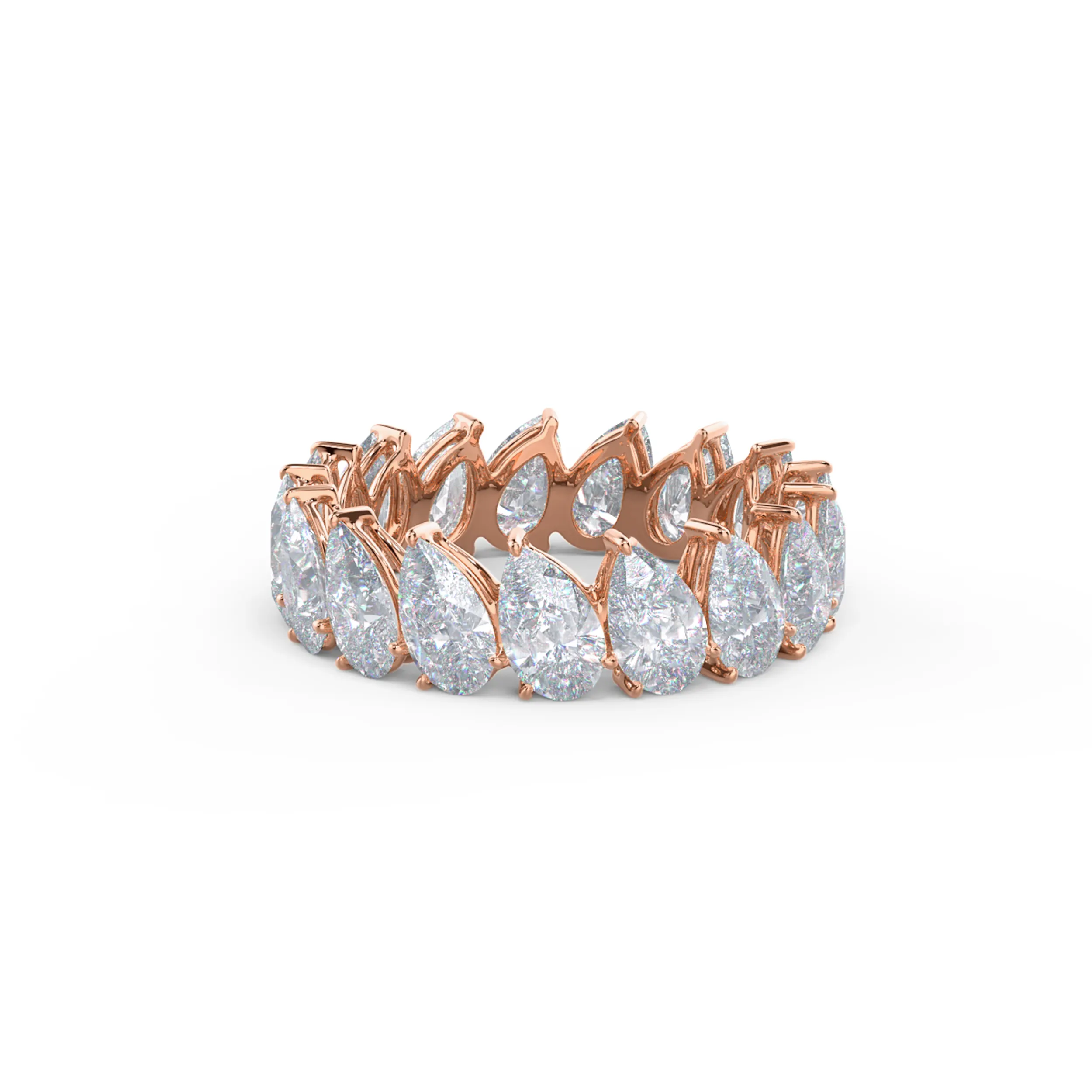 5.0 Carat Diamonds set in 14k Rose Gold Pear Angled Eternity Band (Main View)