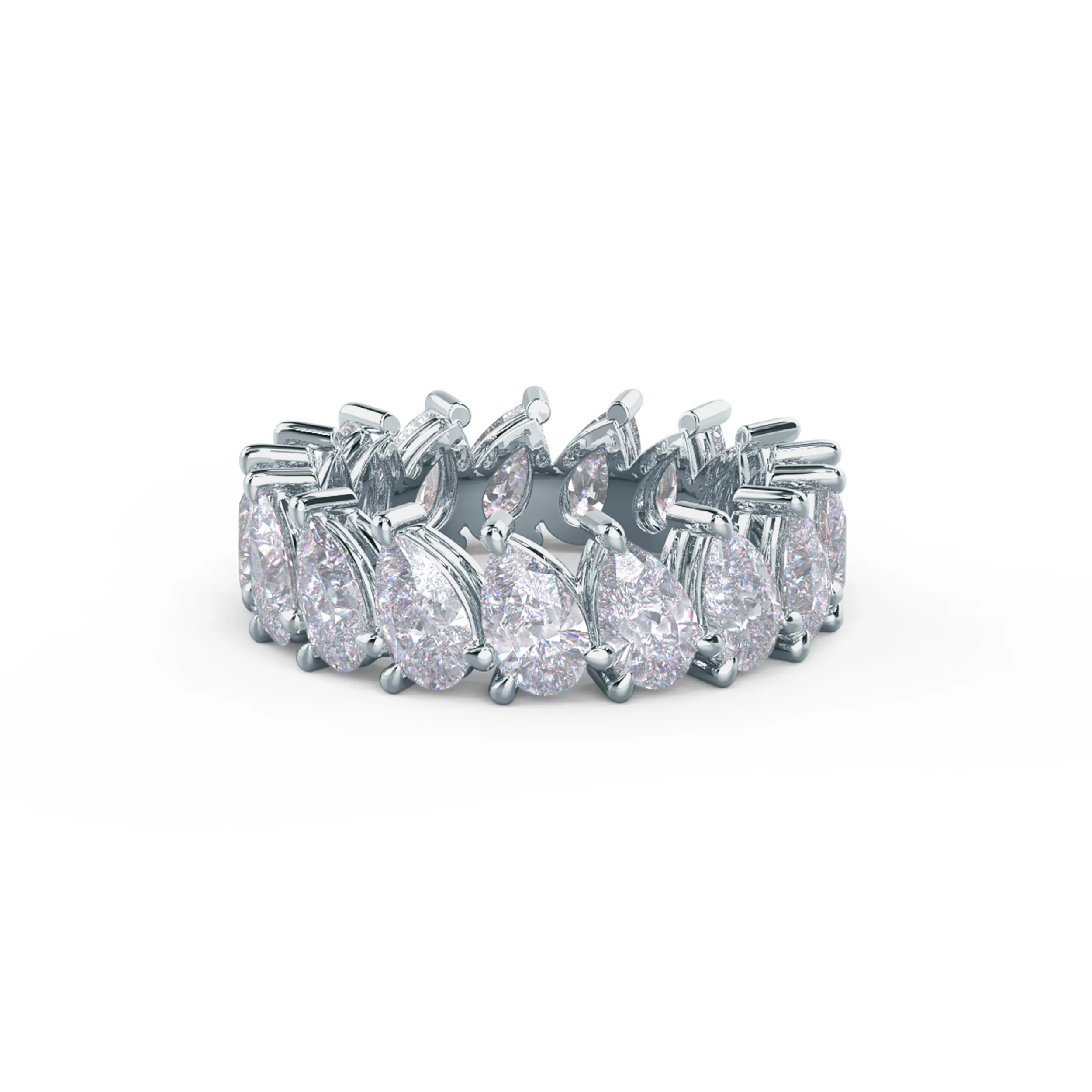 White Gold Pear Angled Eternity Band featuring Hand Selected 5.0 ct Created Diamonds (Main View)
