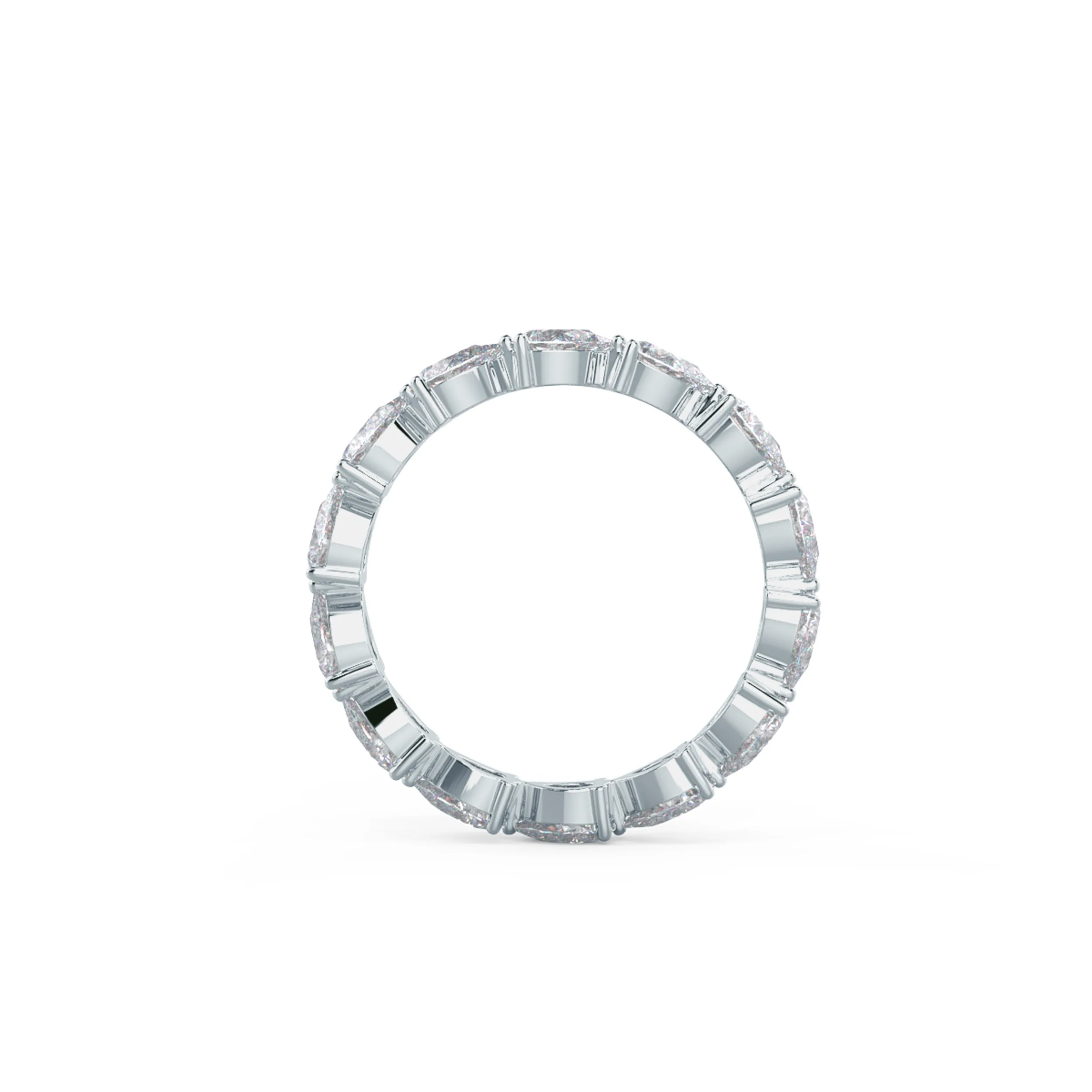 18k White Gold Pear East-West Eternity Band featuring High Quality 2.0 ctw Diamonds (Profile View)