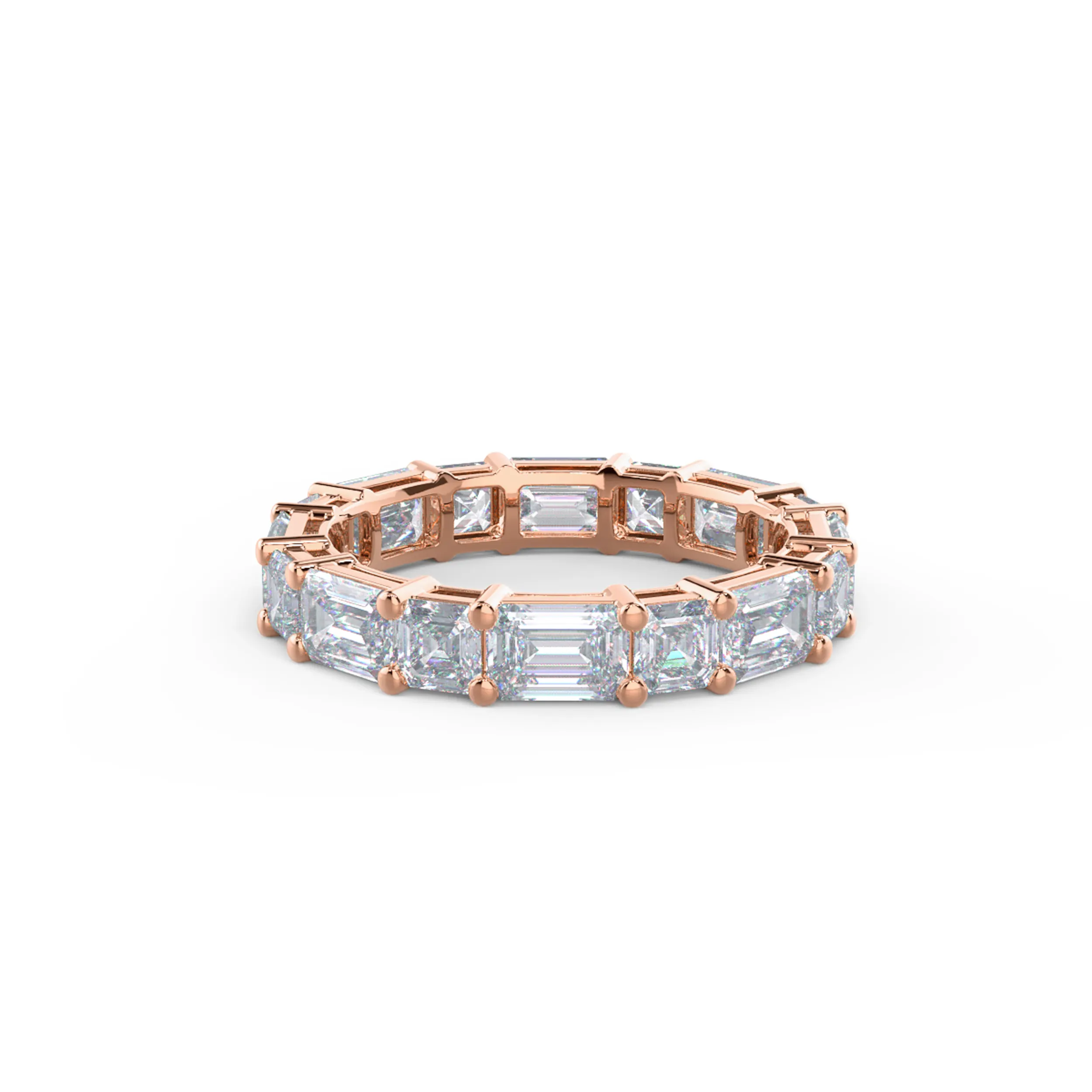 Rose Gold Emerald and Asscher East-West Eternity Band featuring 4.8 ct Synthetic Diamonds (Main View)