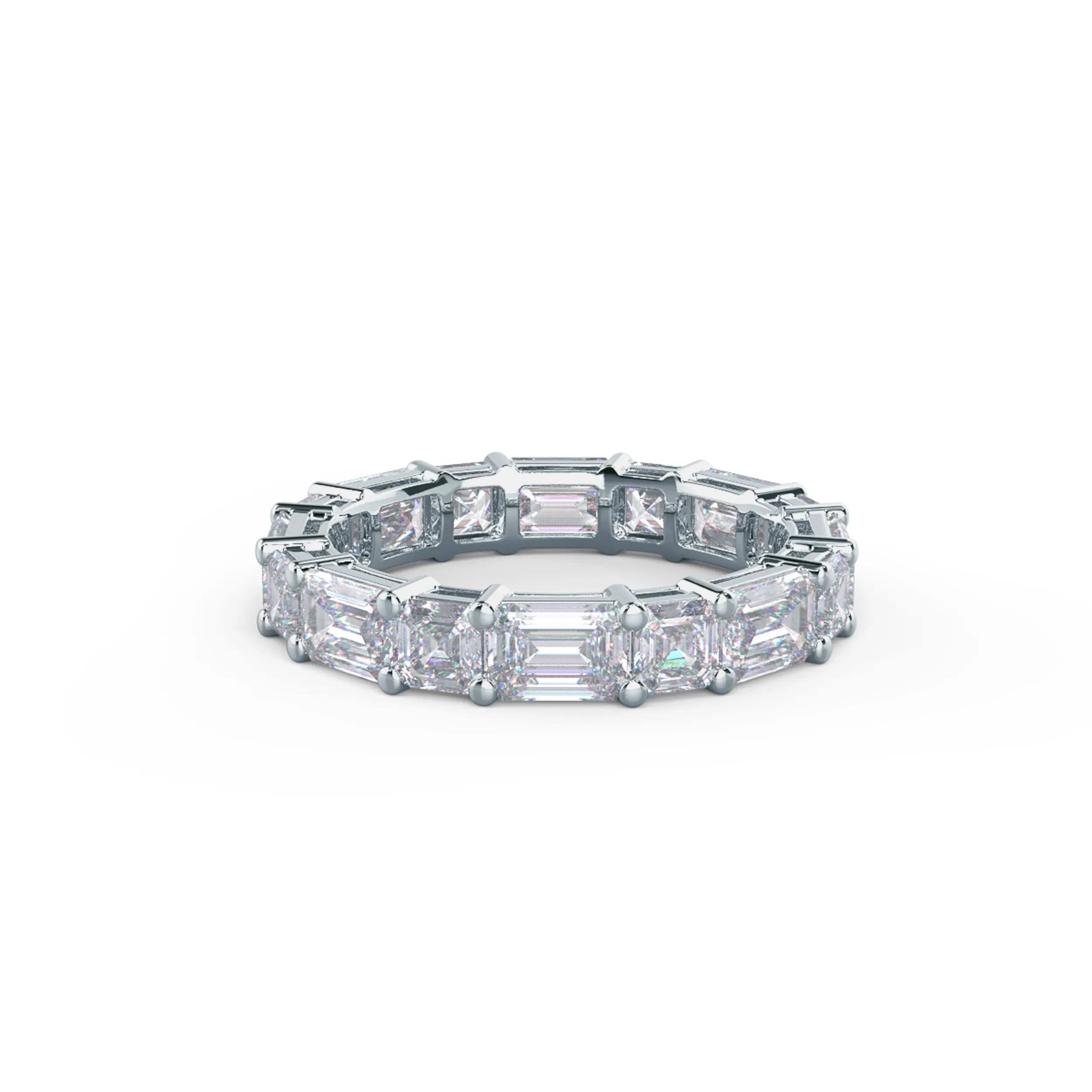 18k White Gold Emerald and Asscher East-West Eternity Band featuring High Quality 4.8 Carat Diamonds (Main View)
